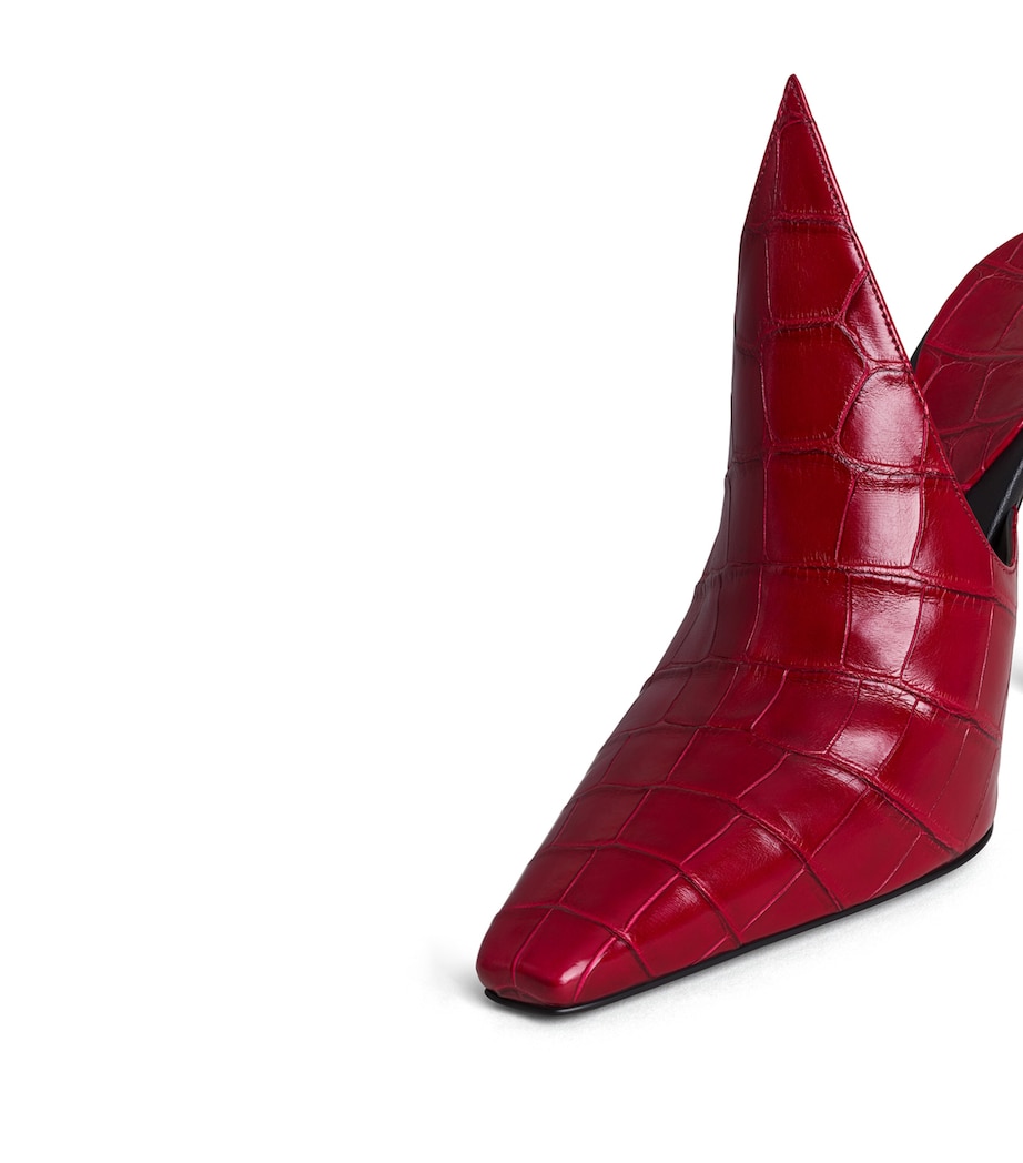 Alaïa Croc-Effect Pointy Mules100 Cherry Image 4