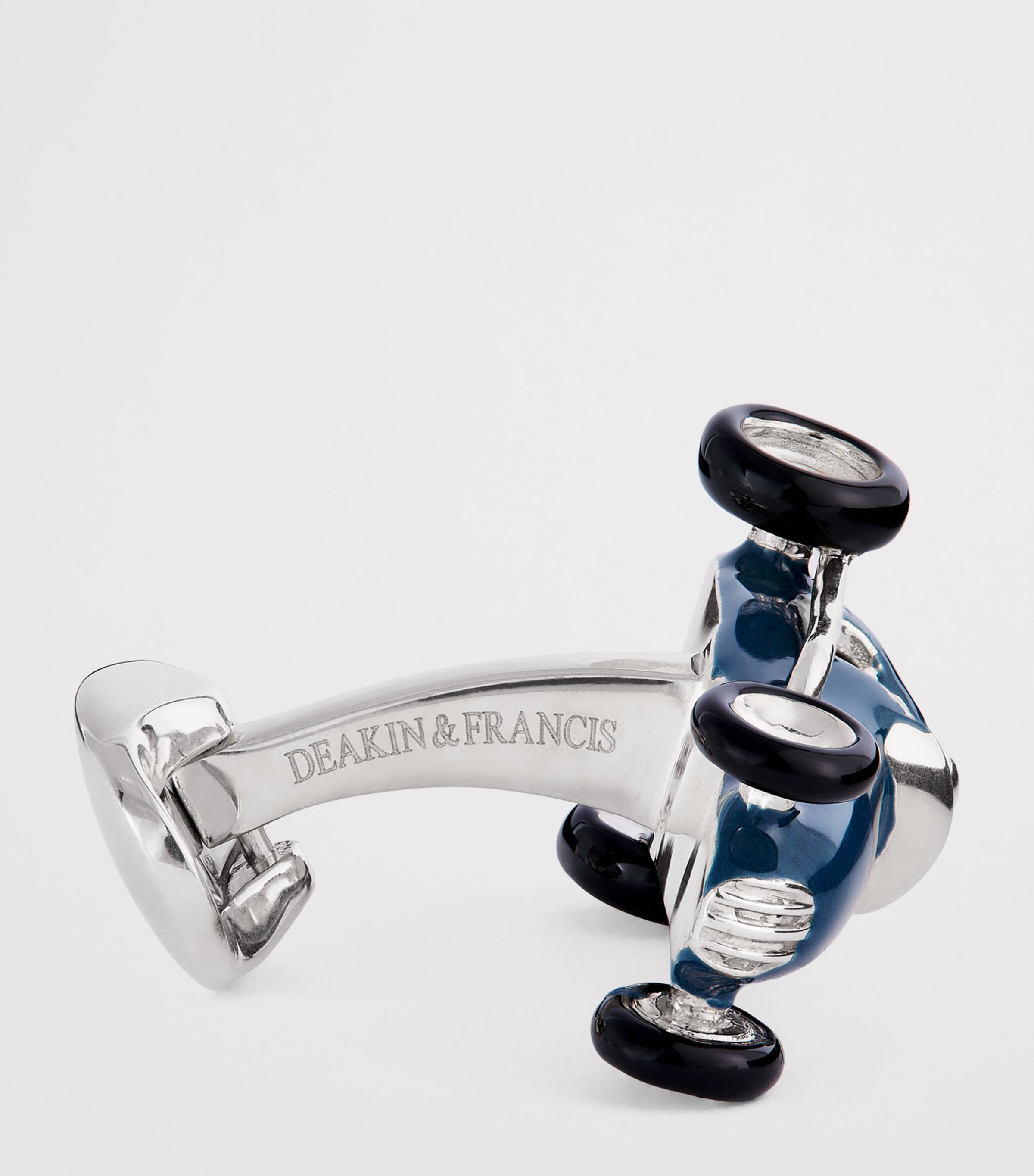 Sterling Silver Racing Car Cufflinks BLUE Image 3