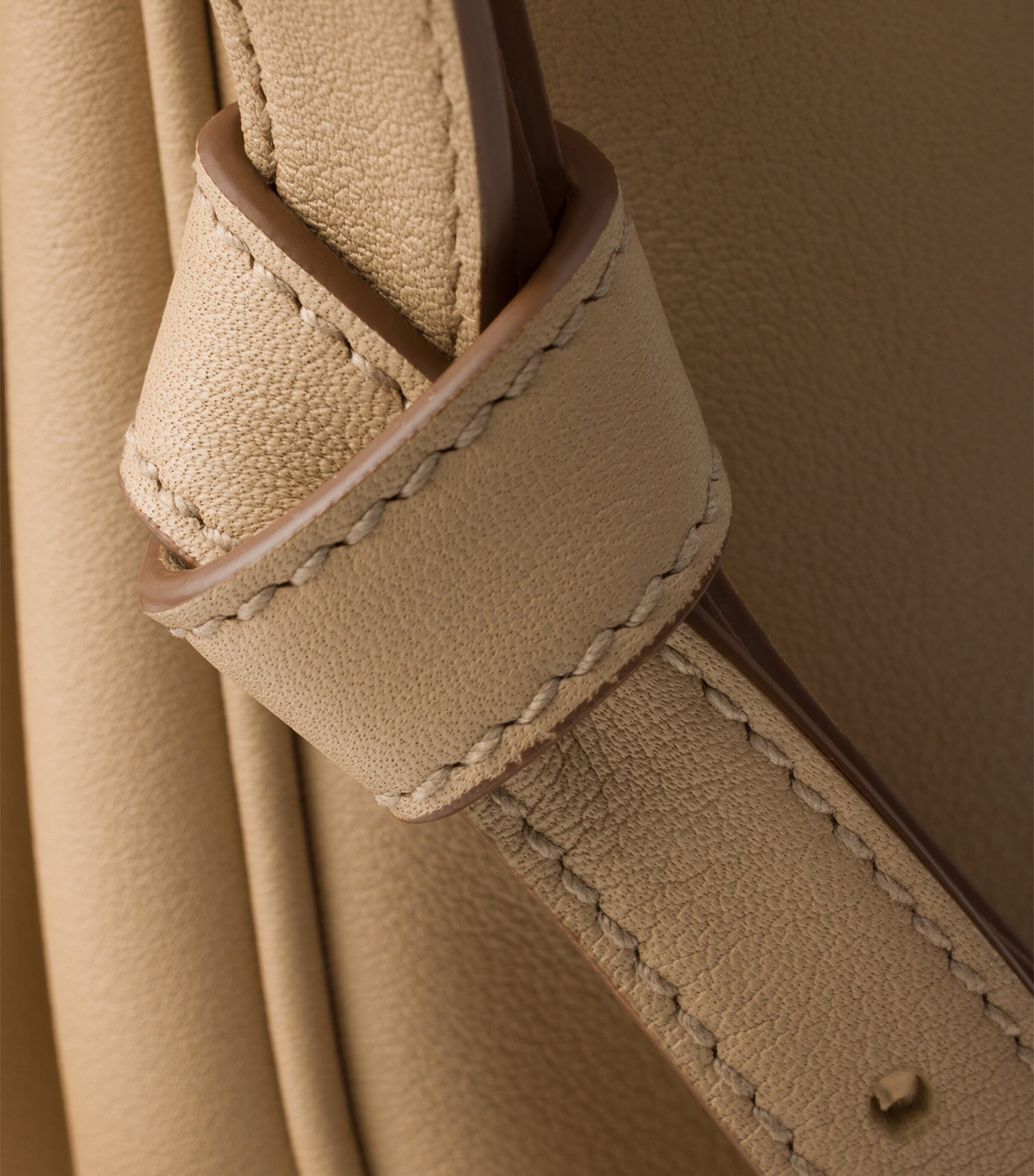 Prada Large Leather Fold Shoulder Bag Neutral Image 8