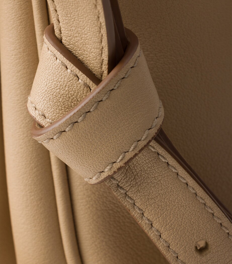 Prada Large Leather Fold Shoulder Bag Neutral Image 8