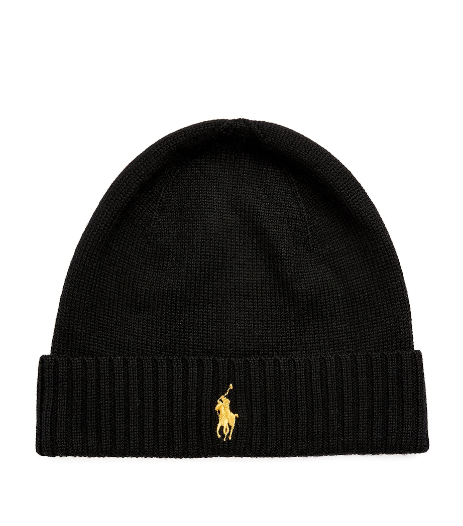 Polo Ralph Lauren Wool Polo Pony Beanie Black Image 1