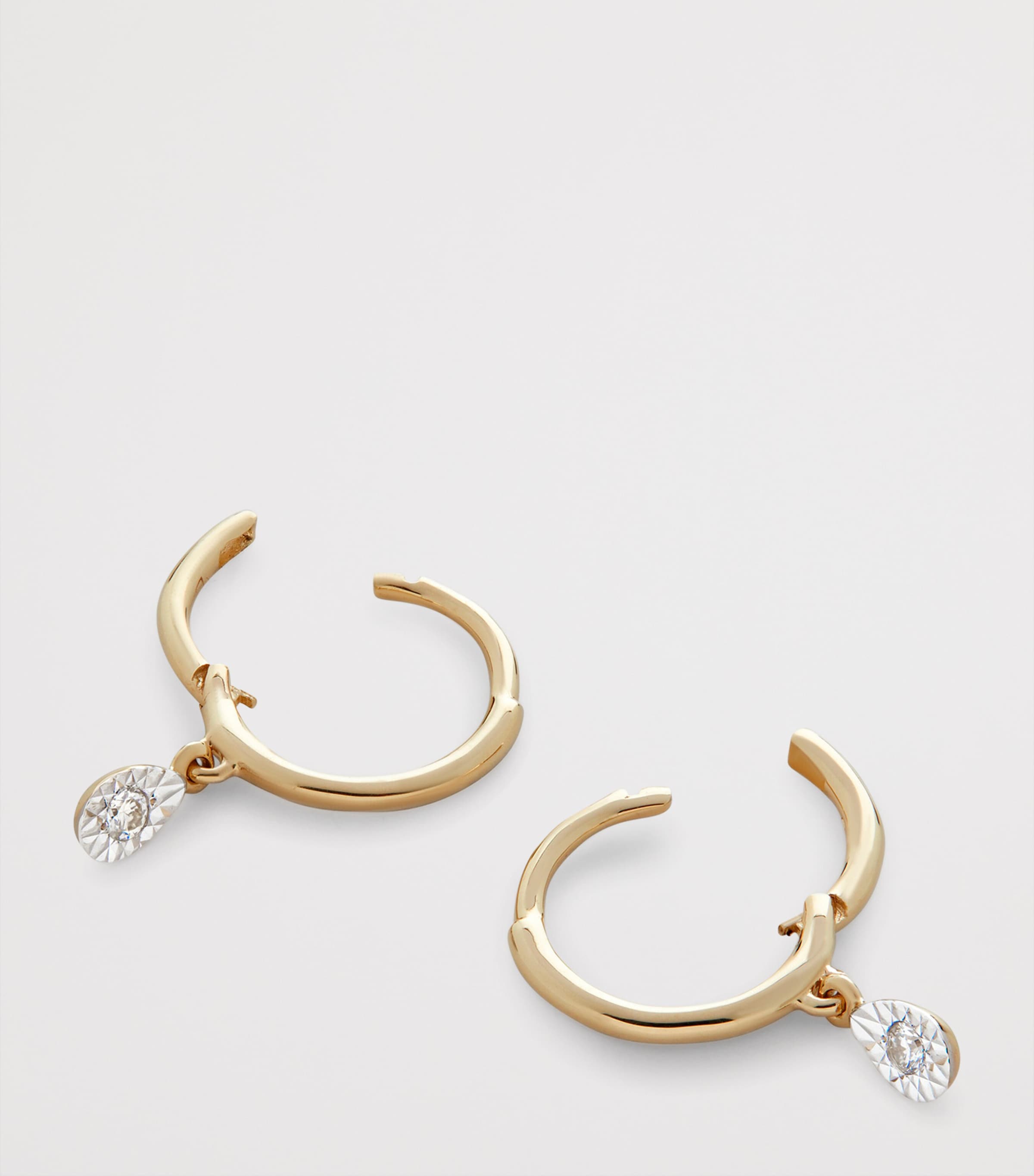 Monica Vinader Yellow Gold and Diamond Huggie Earrings Solid Gold Image 2