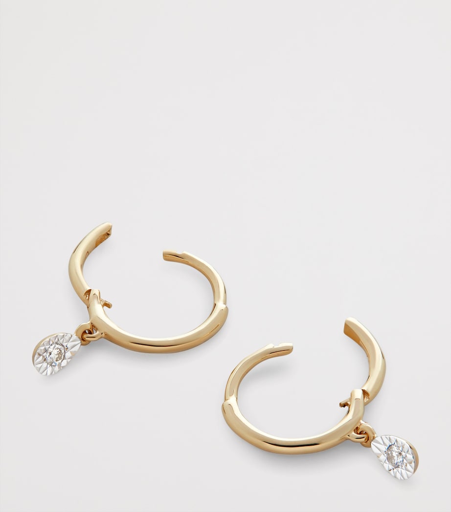 Monica Vinader Yellow Gold and Diamond Huggie Earrings Solid Gold Image 2