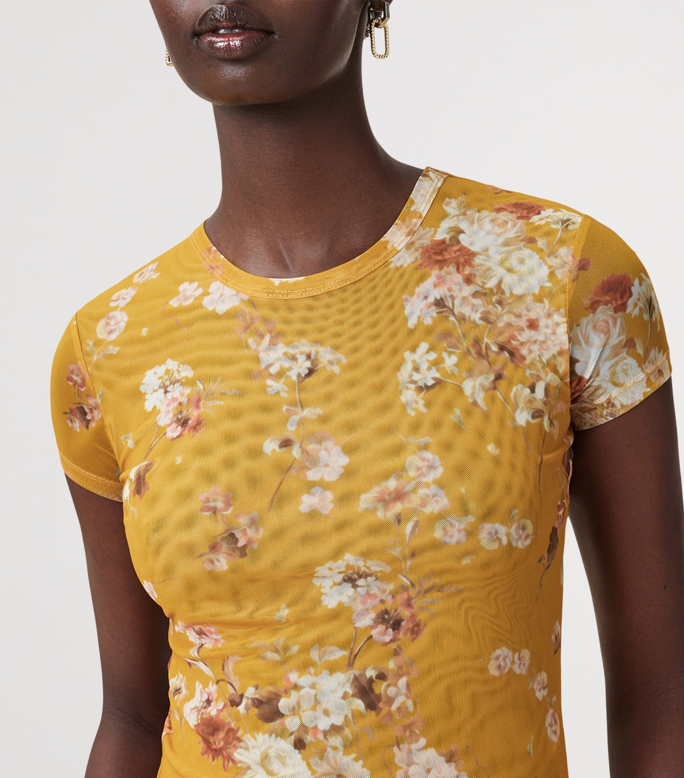 Mesh Floral Ellie T-Shirt ARMADA DEEP YELLOW Image 5
