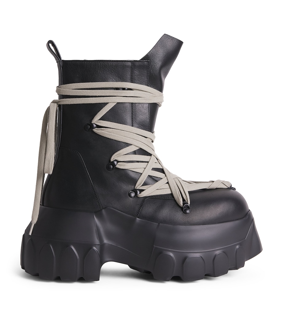 Rick Owens Leather Megalace Mega Tractor Boots Black/pearl Image 1