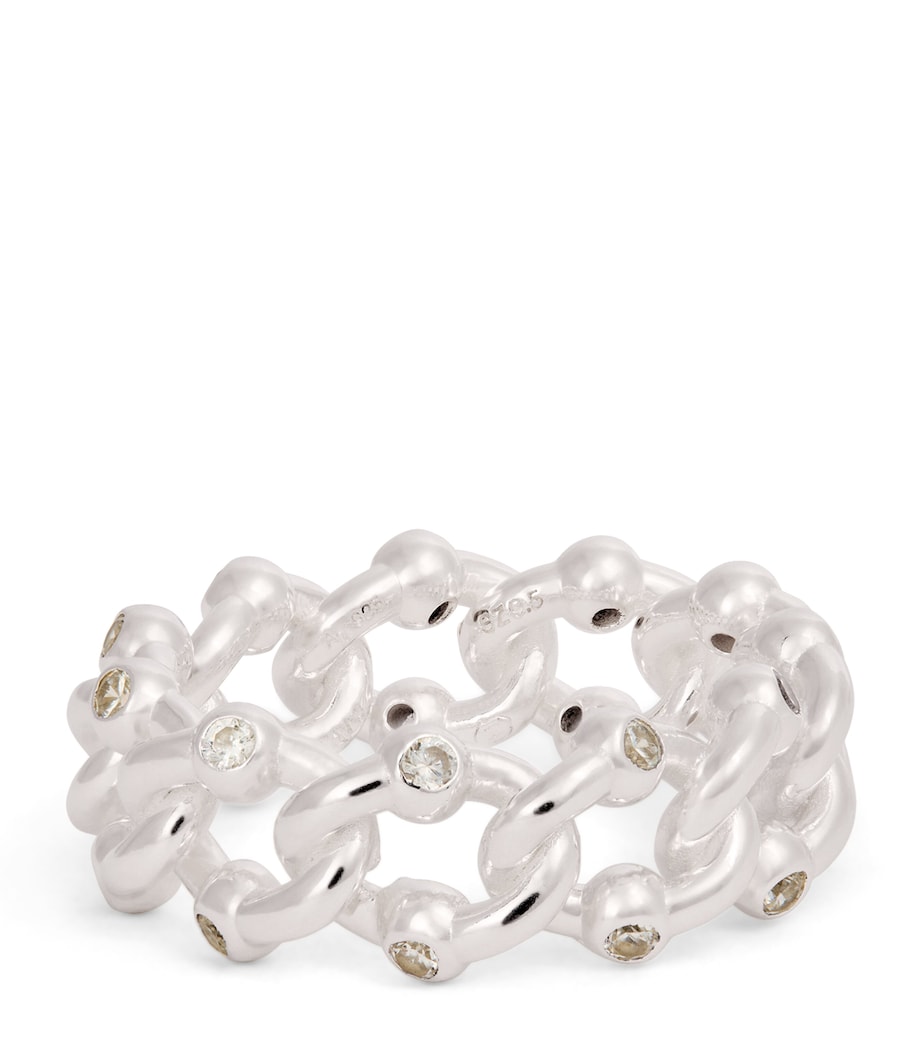 Sterling Silver Formula Chunky Link Ring WHITE Image 1