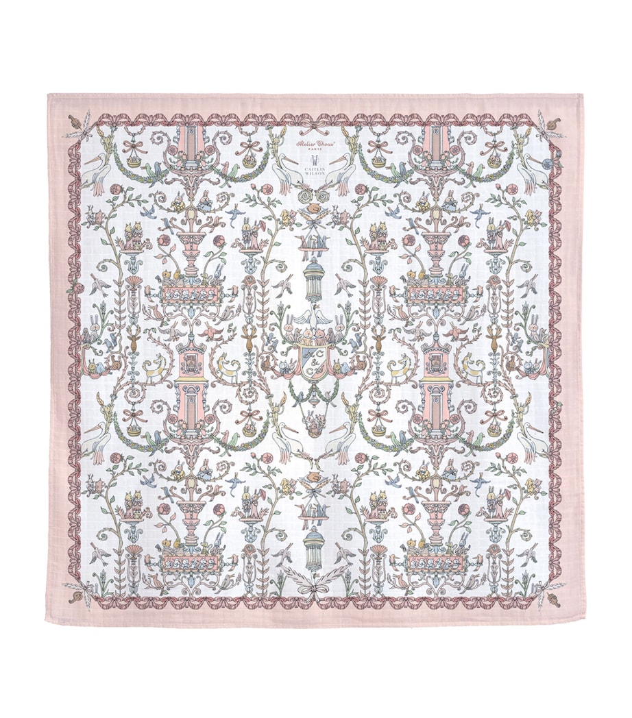 Atelier Choux x Caitlin Wilson Toile De Jouy Blanket (100cm x 100cm) Pink Image 1