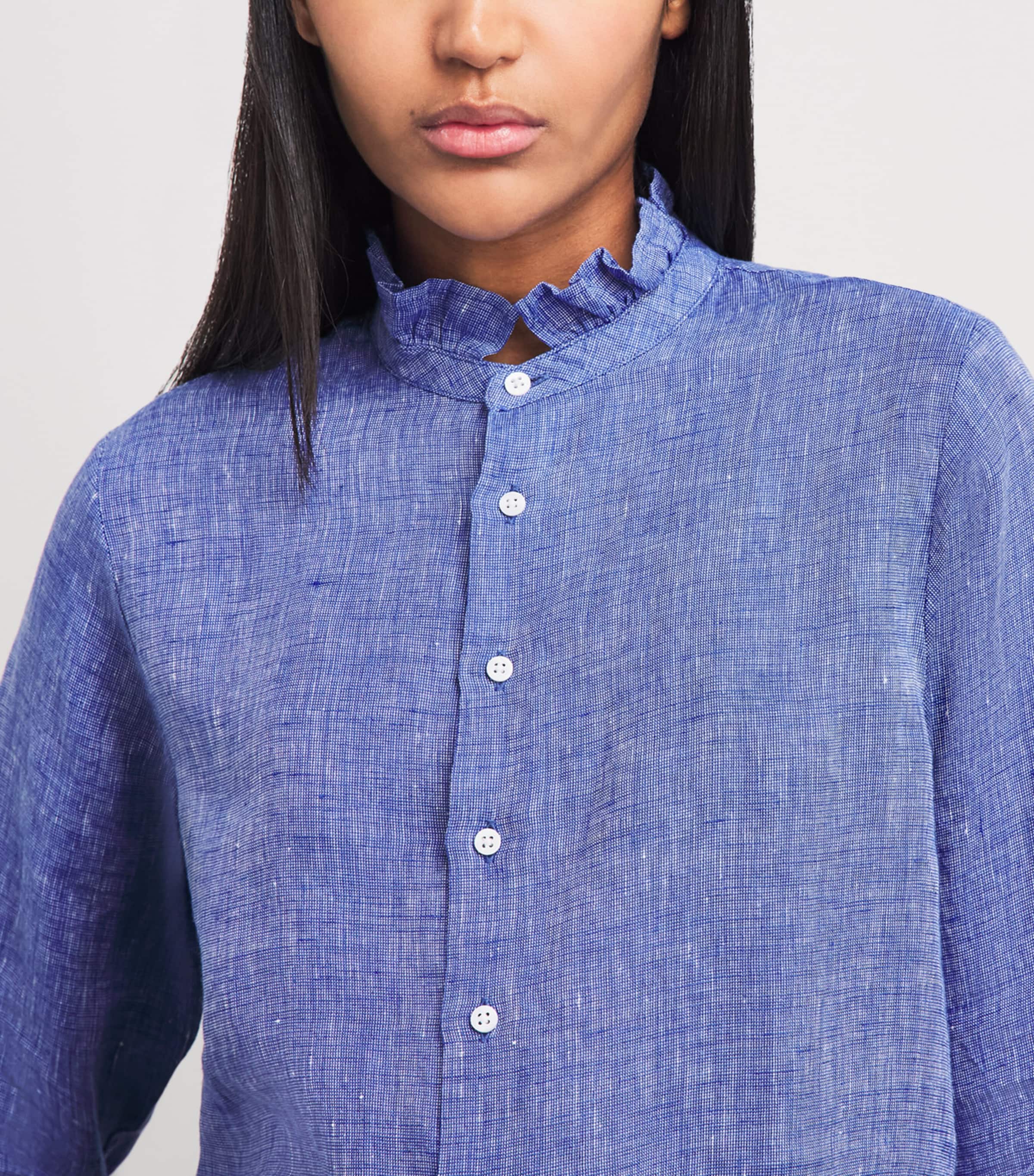 With Nothing Underneath Womens Linen Kew Blouse Lapis Blue Image 3