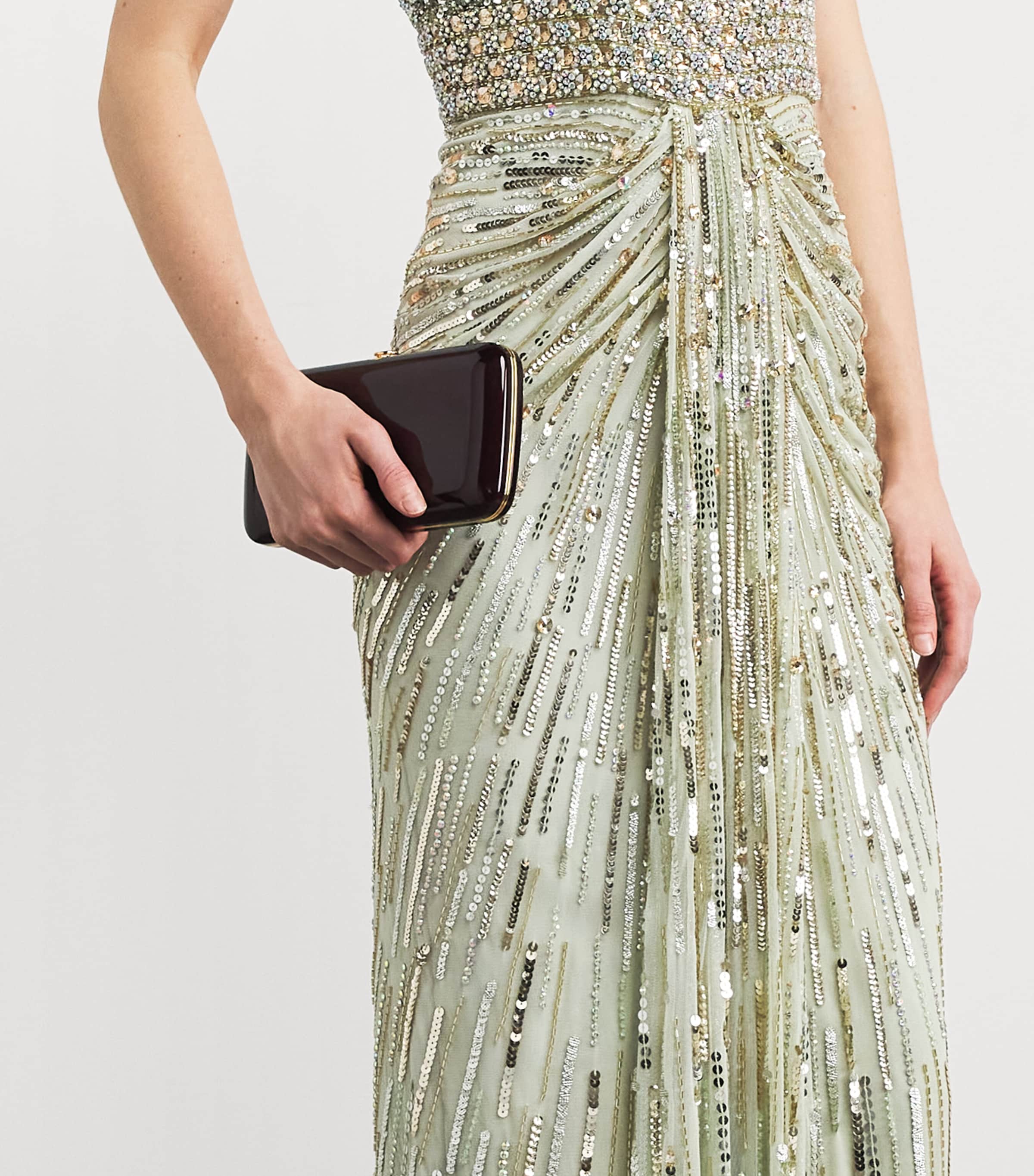 Jenny Packham Womens Embellished Elixir Gown Gentle Green Image 5