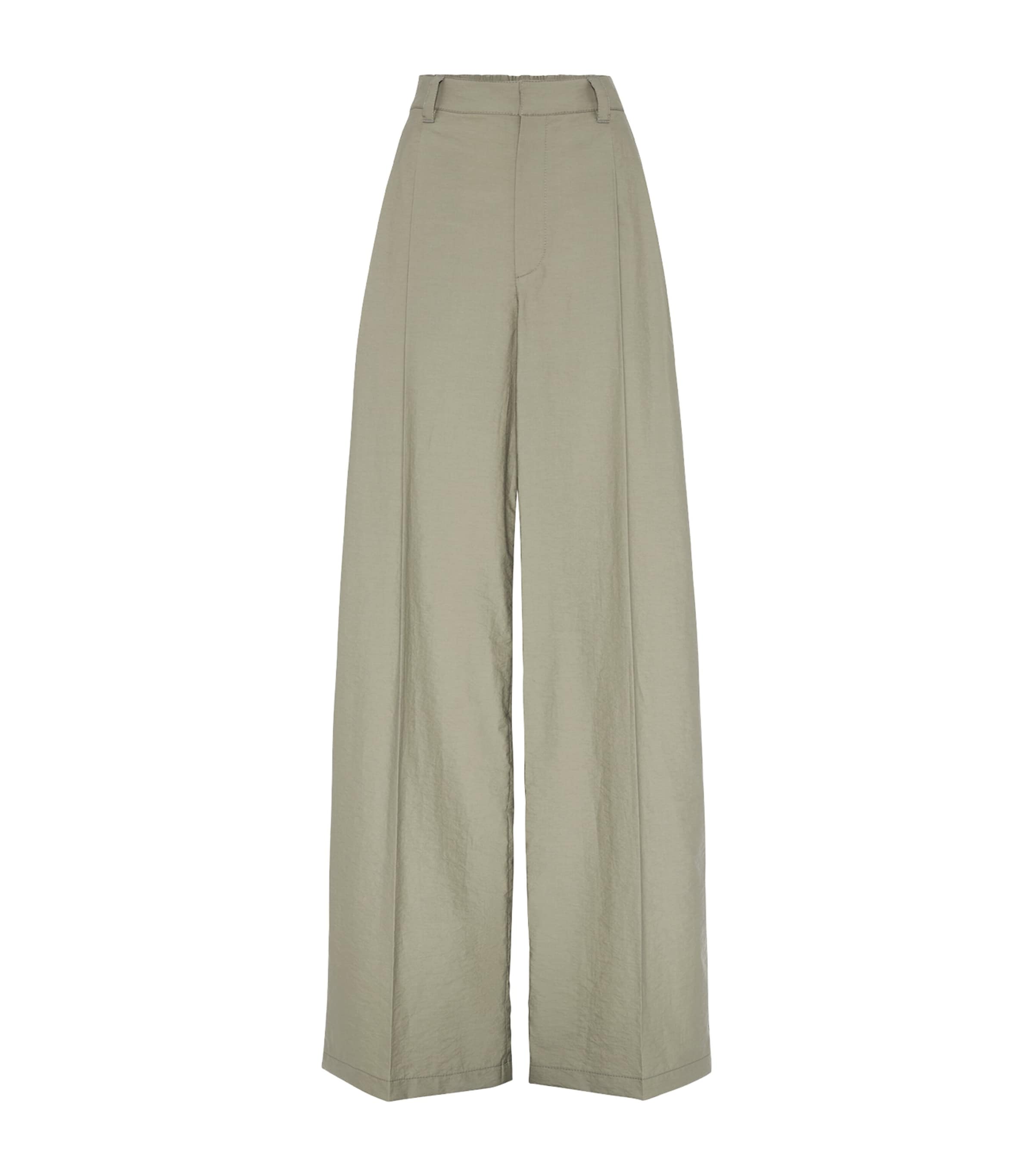 Brunello Cucinelli Techno Poplin Loose Tailored Trousers In Green