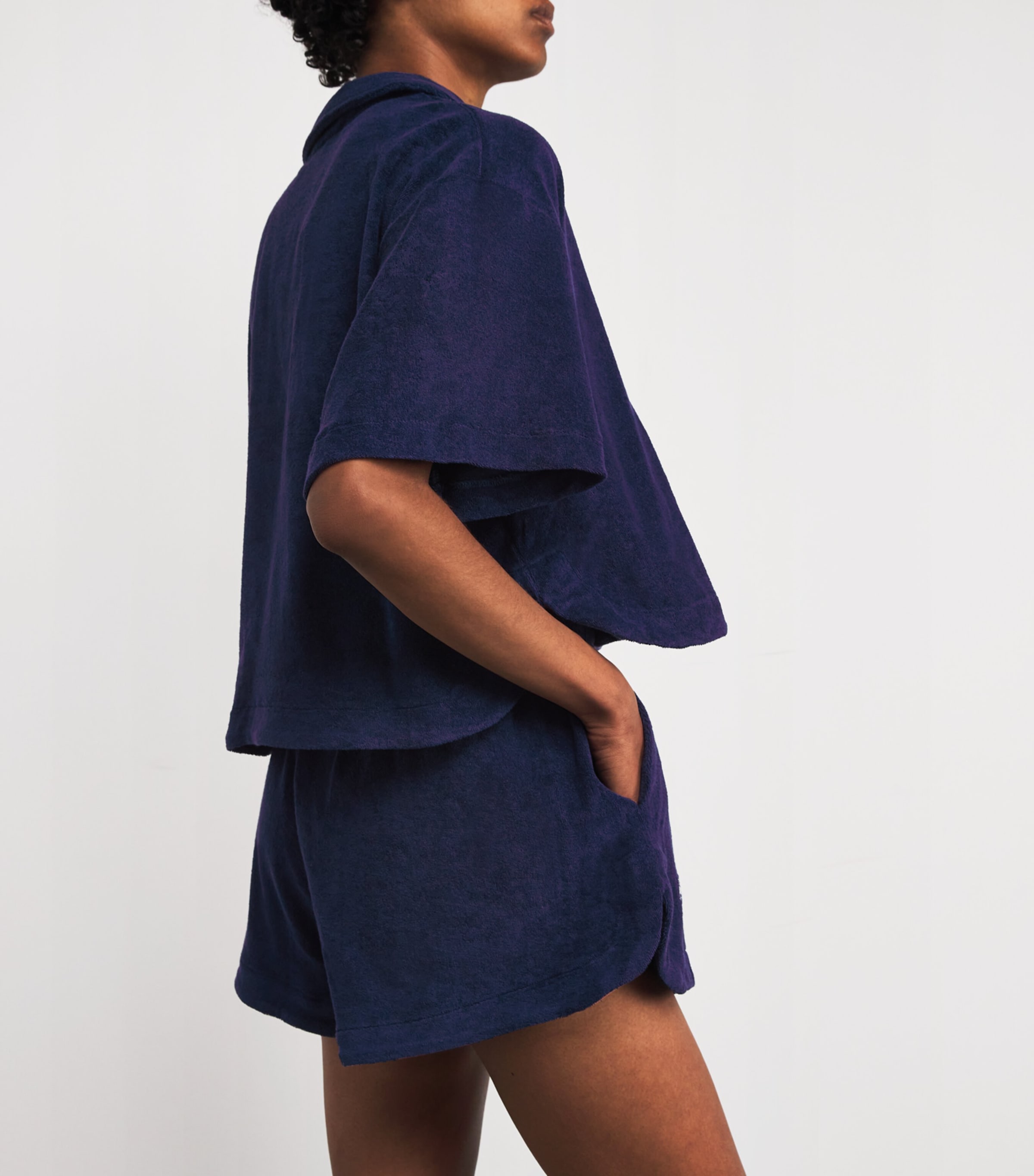 Polo Ralph Lauren Womens Cotton Terry Shirt and Shorts Set Navy Image 4
