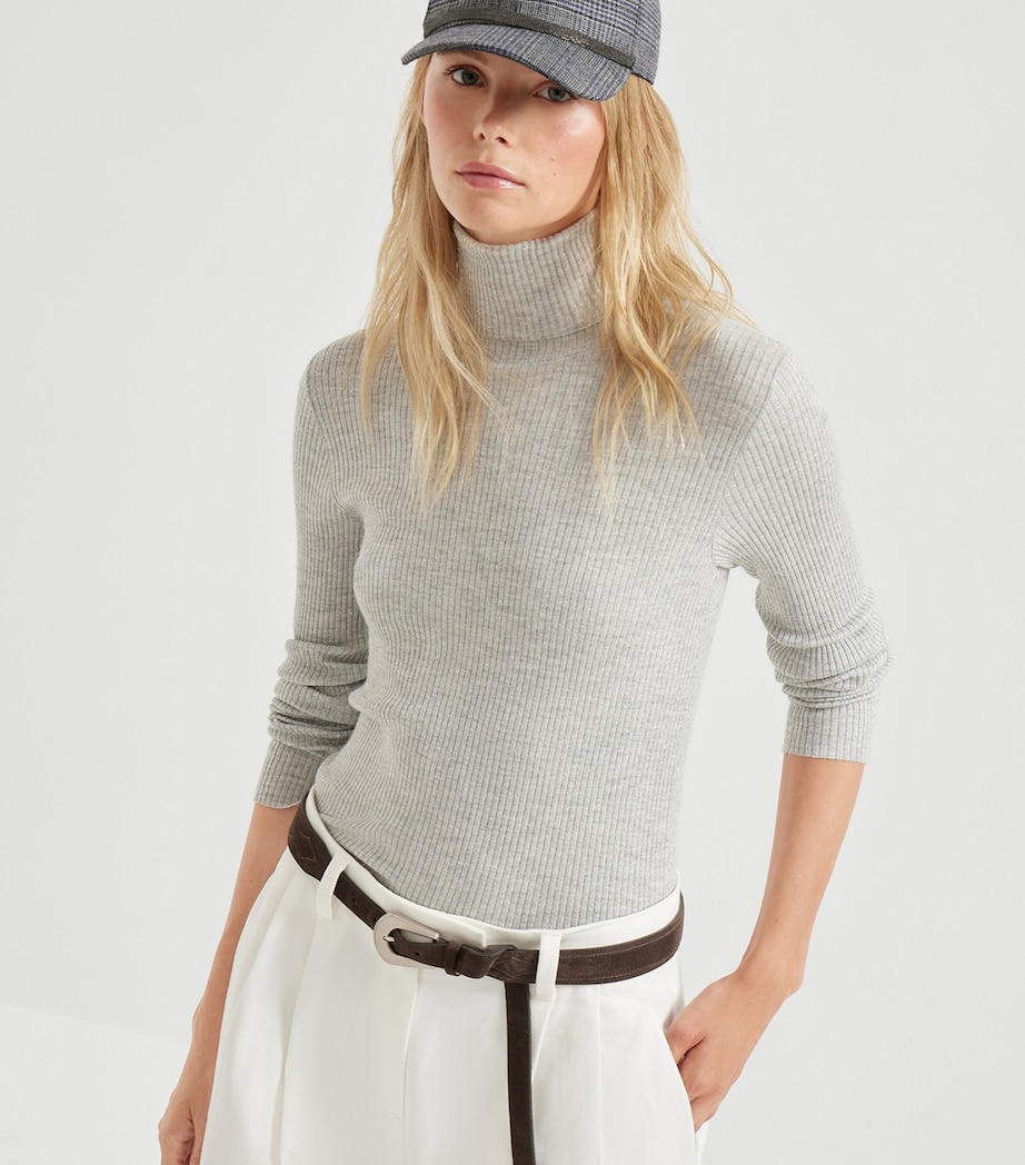 Cashmere-Silk-Blend Rollneck Sweater C072 Image 5
