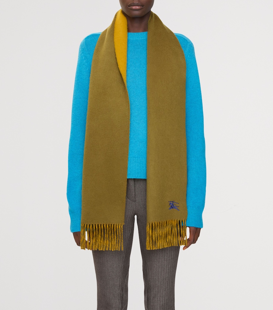 Cashmere Reversible EKD Scarf PEA GREEN/TEAKYELLOW Image 5