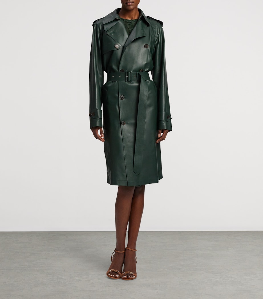 Leather Trench Coat DARK RACING GREEN Image 11