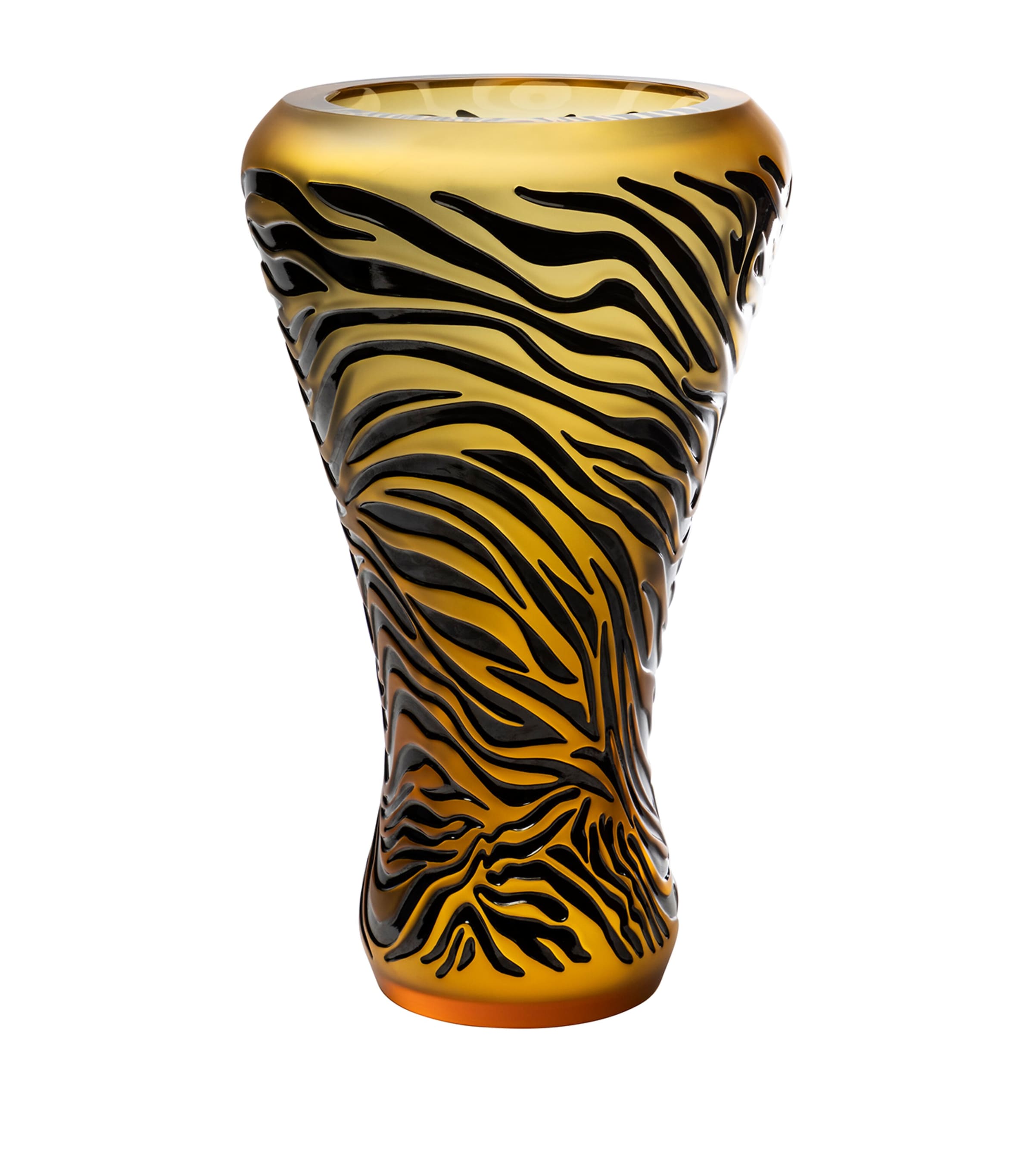 Lalique Crystal Tiger Vase (45cm) Ambre Image 1