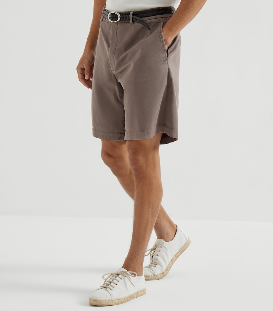 Brunello Cucinelli Mens Garment-Dyed Cotton Gabardine Bermuda Shorts Image 3