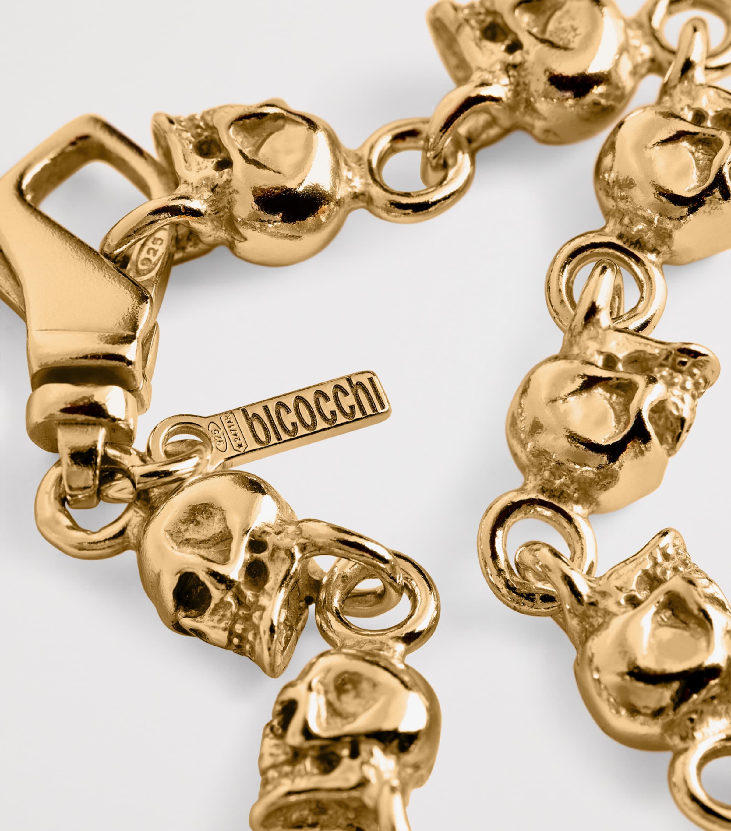 Emanuele Bicocchi Gold-Plated Sterling Silver Skull Bracelet Gold Image 3