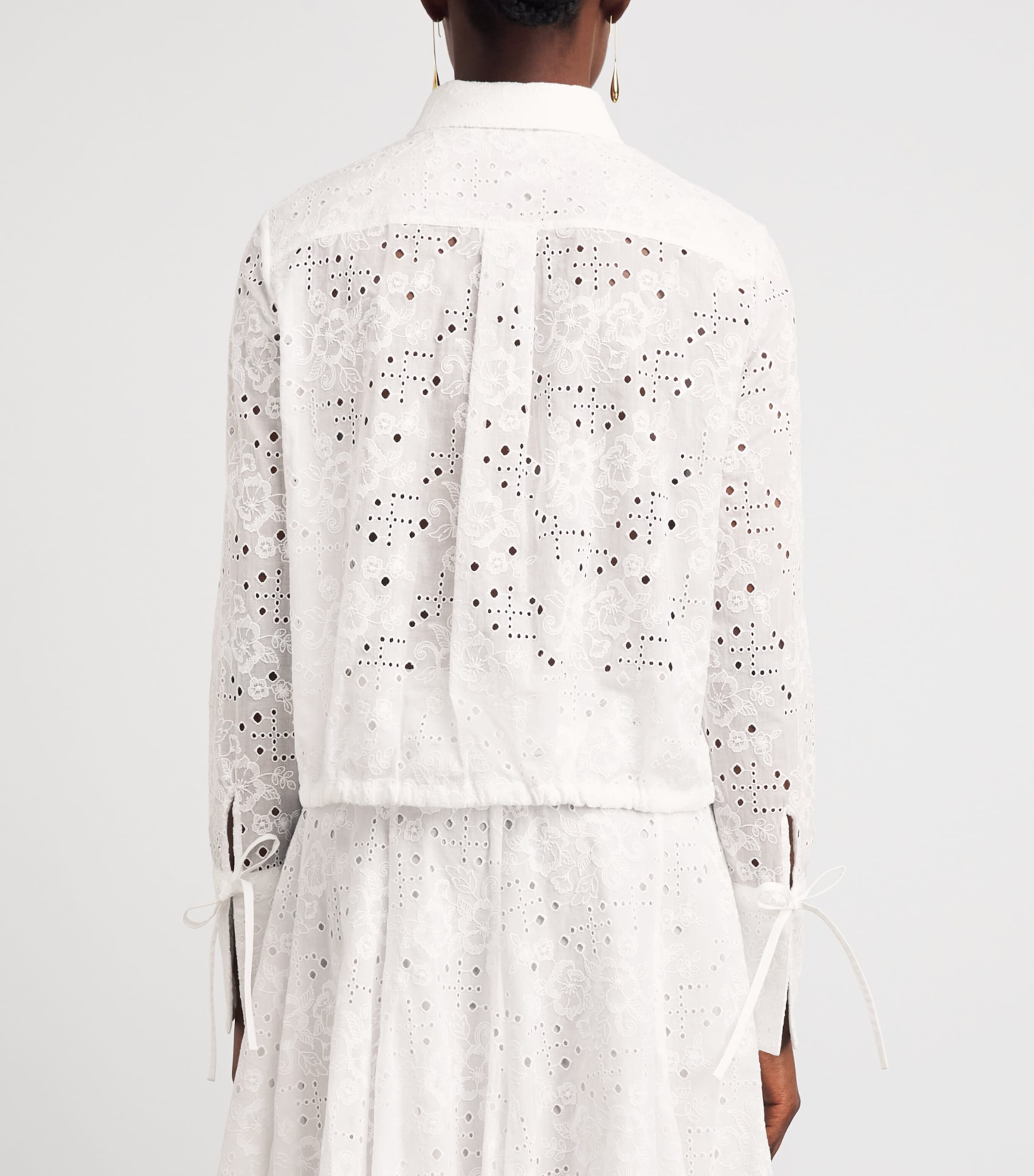 Tory Burch Womens Cotton Eyelet Shirt White Image 5