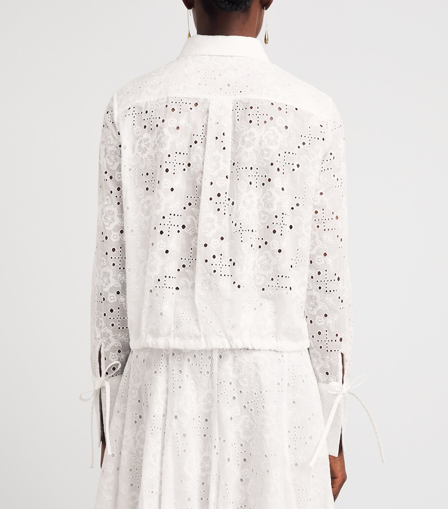 Tory Burch Womens Cotton Eyelet Shirt White Image 5