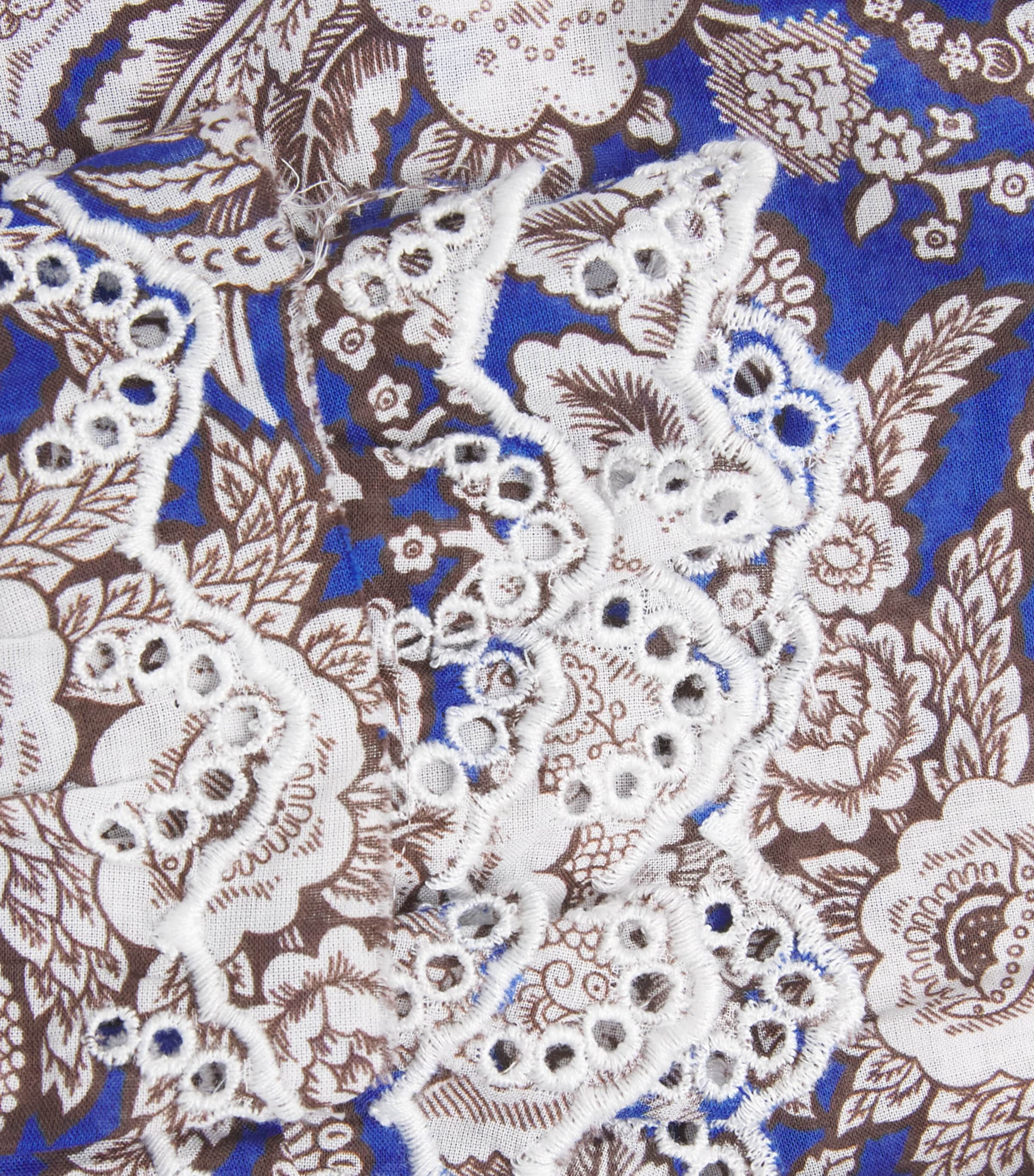 ME+EM Womens Cotton Ruffle Printed Blouse Blue Multi Image 6