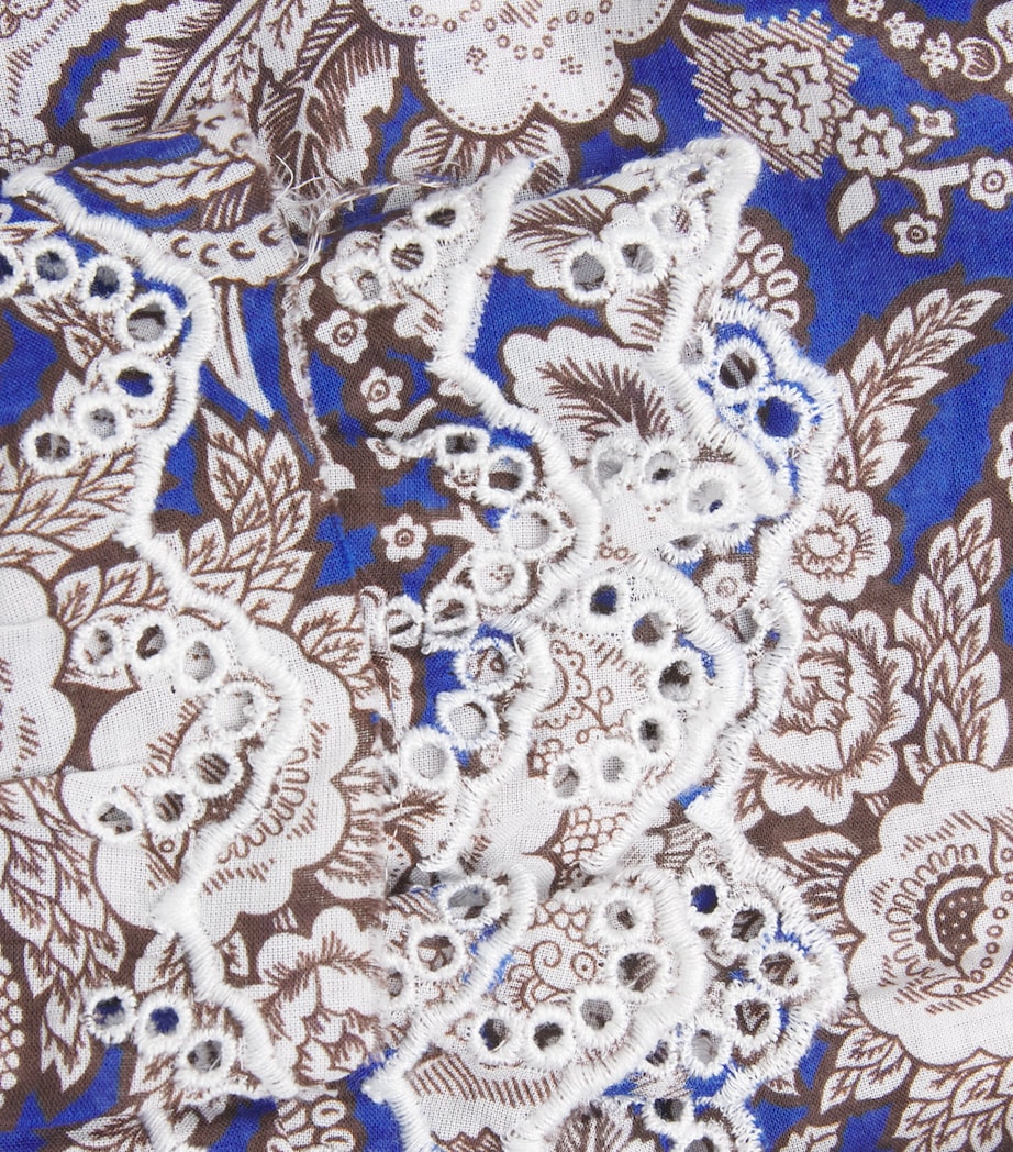 ME+EM Womens Cotton Ruffle Printed Blouse Blue Multi Image 6