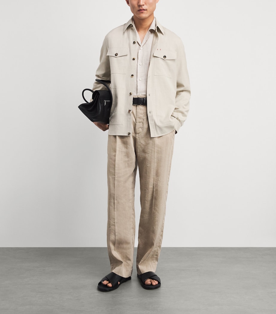Isaia Mens Wool-Blend Overshirt Image 2