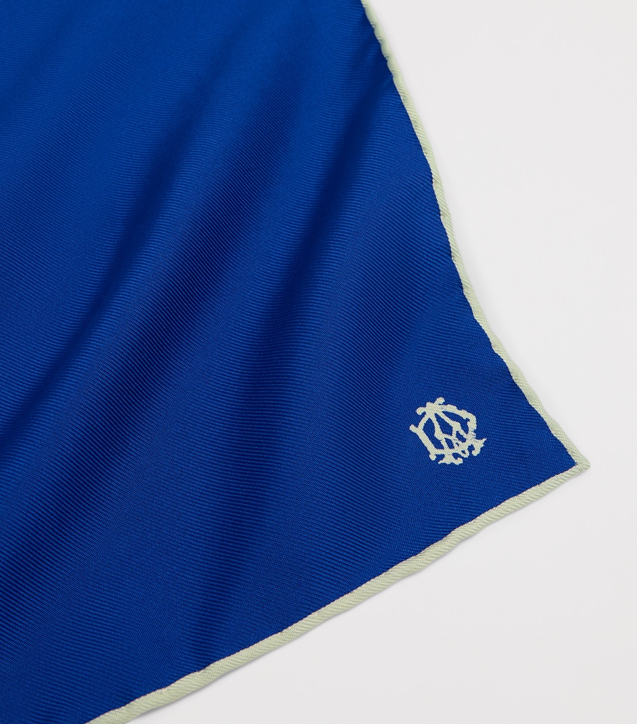 Dunhill Mulberry Silk Cypher Logo Pocket Square Blue Image 2