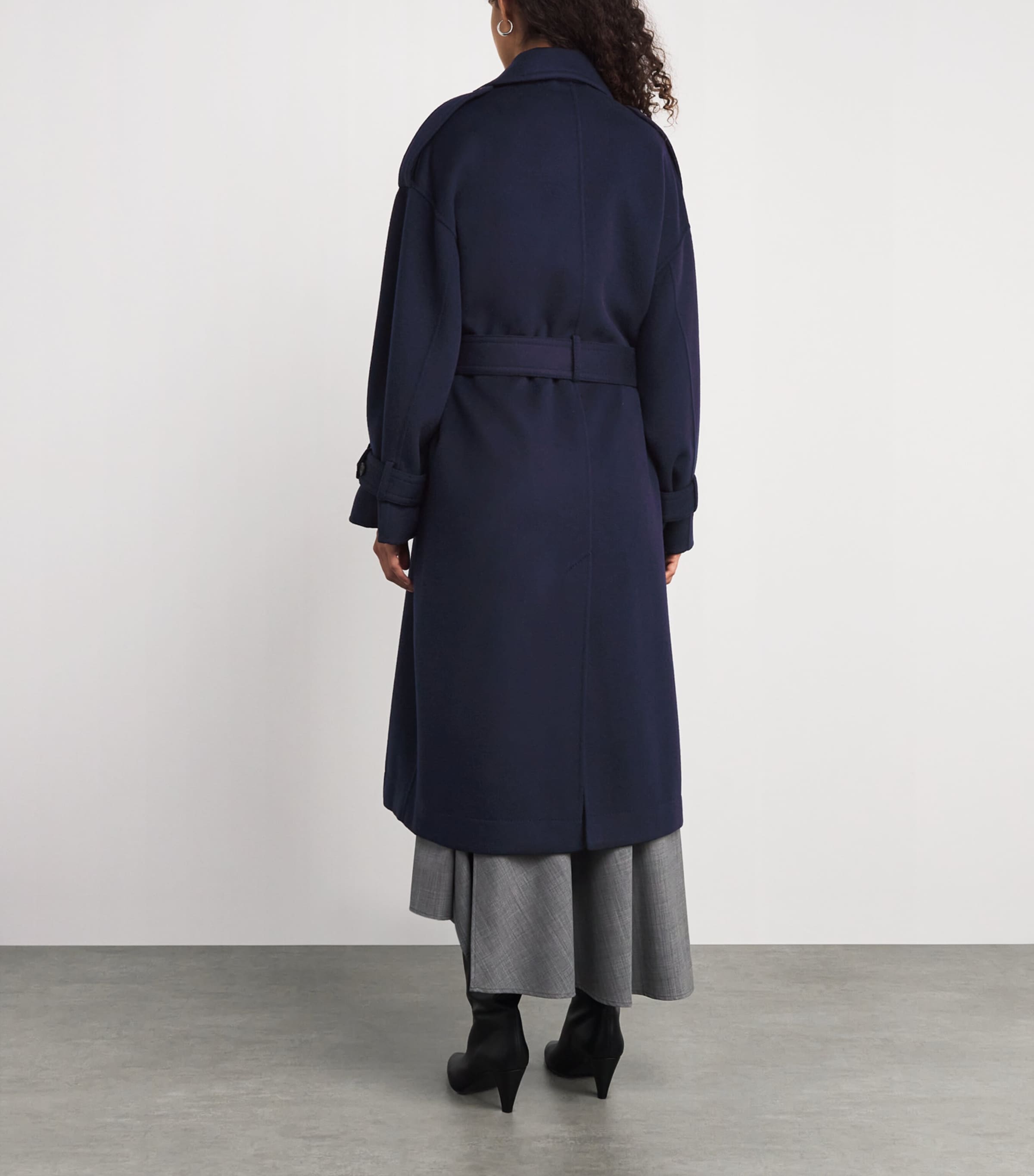 Virgin Wool Double-Breasted Coat NAVY Image 4