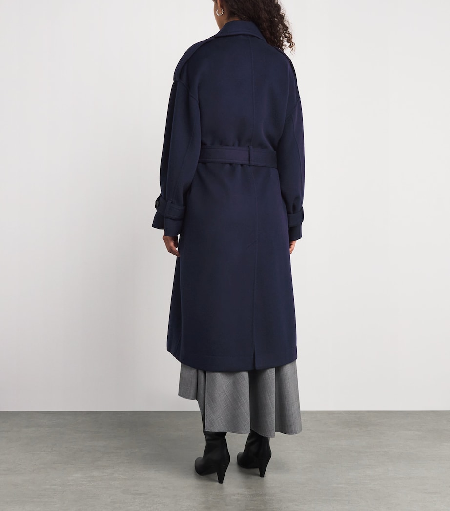 Virgin Wool Double-Breasted Coat NAVY Image 4