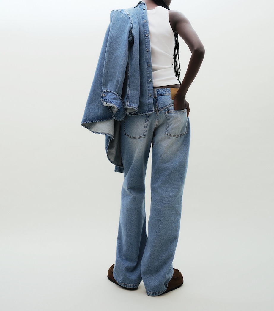AMI Paris Womens Mid-Rise Straight Jeans Bleu Used Image 4