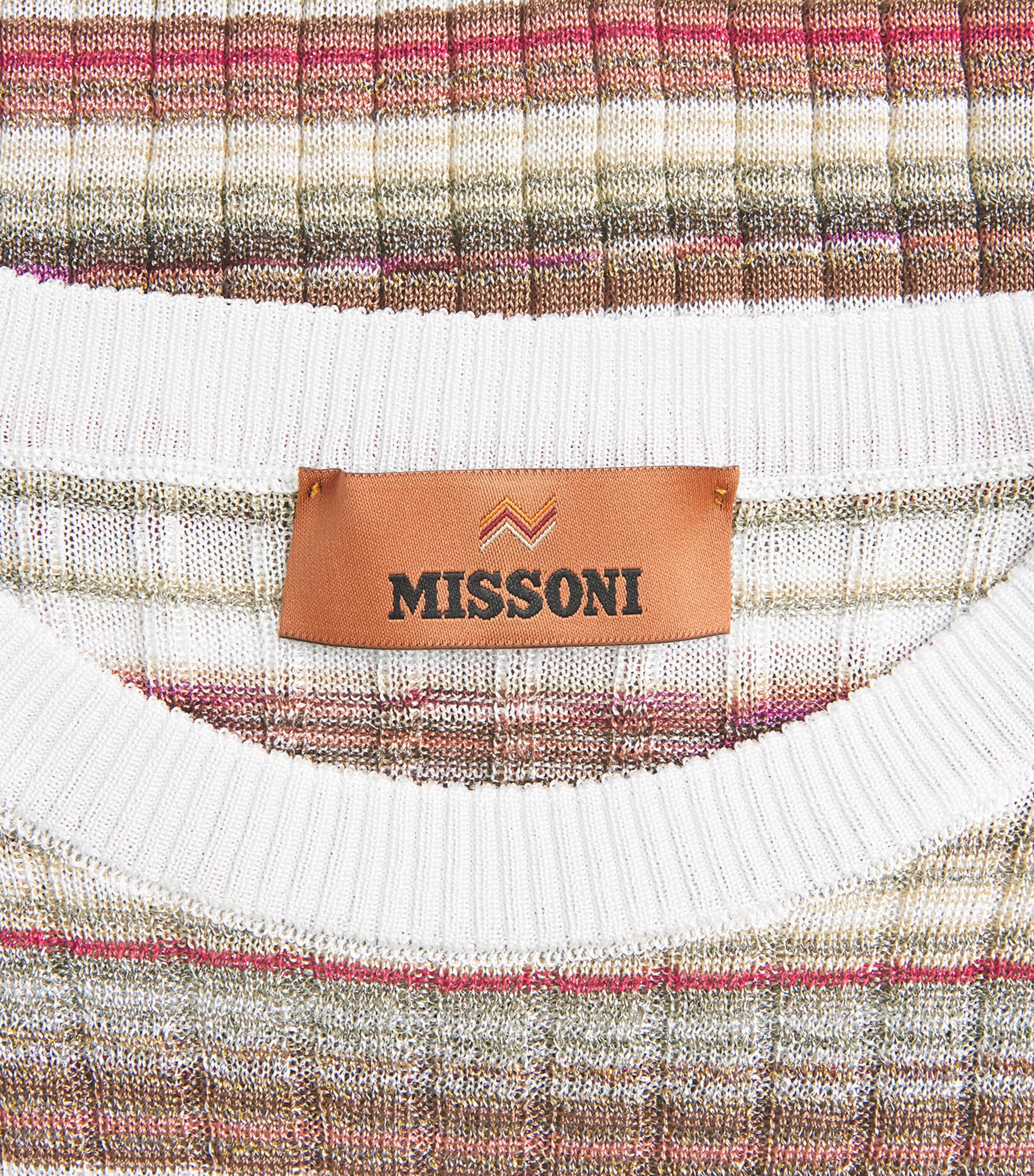 Missoni Womens Ribbed Stripe T-Shirt Pnk W Brn & Wt Image 6