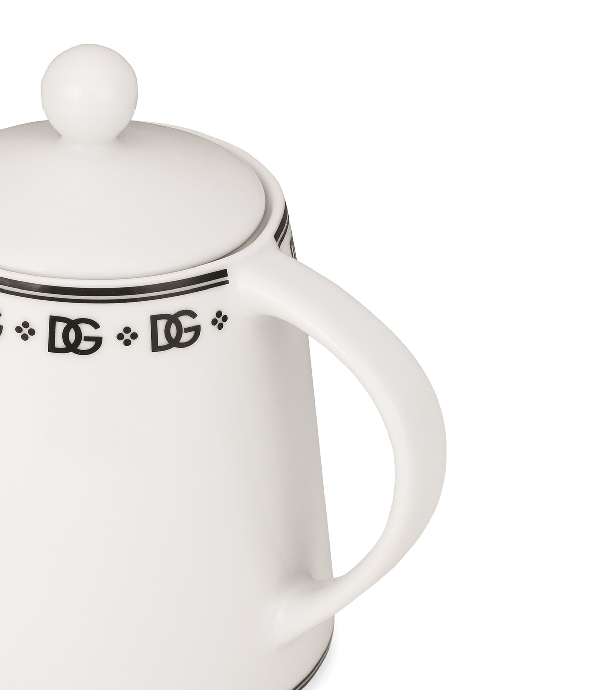 Dolce&Gabbana Casa Porcelain DG Logo Teapot Dg Logo Bordo Image 5
