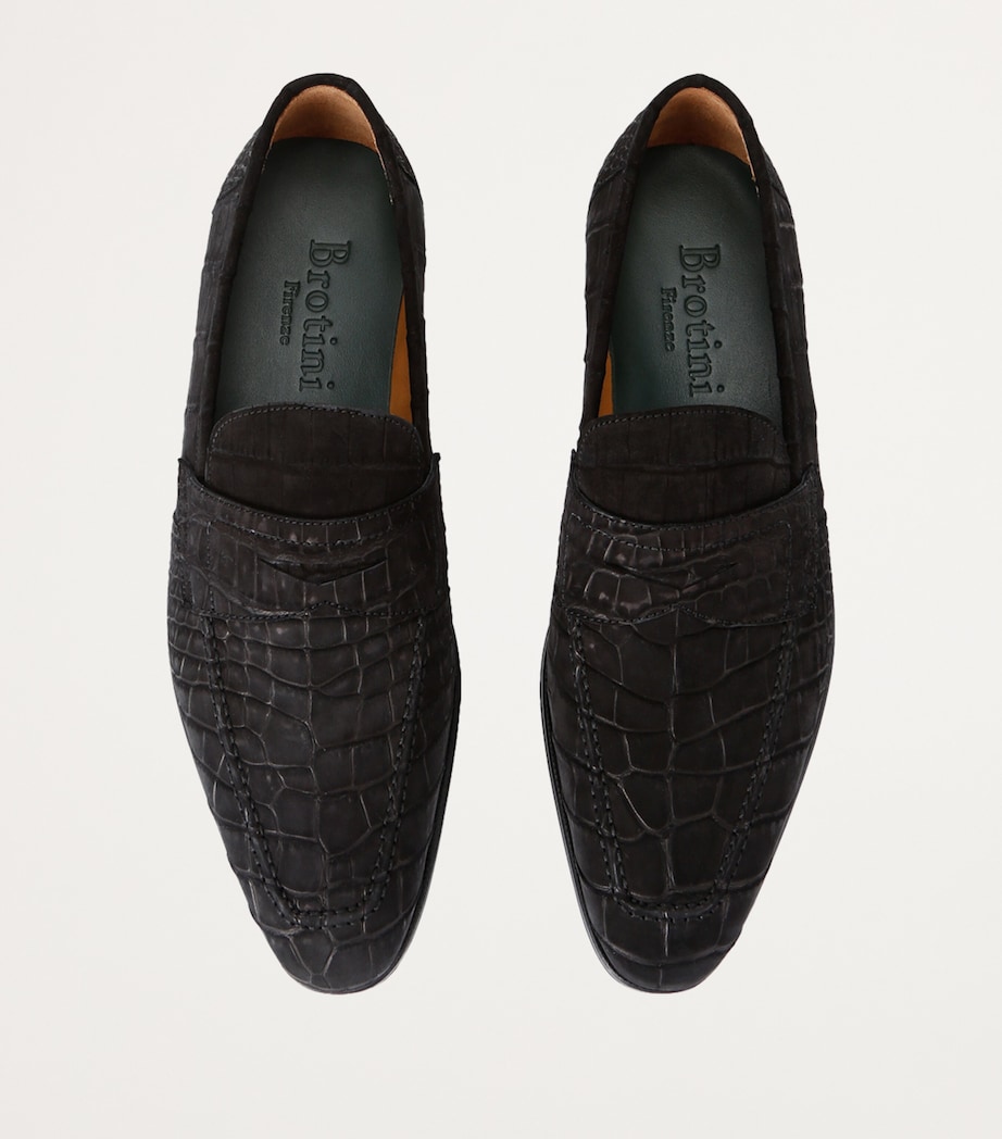 Alligator Leather Penny Loafers BLACK Image 4