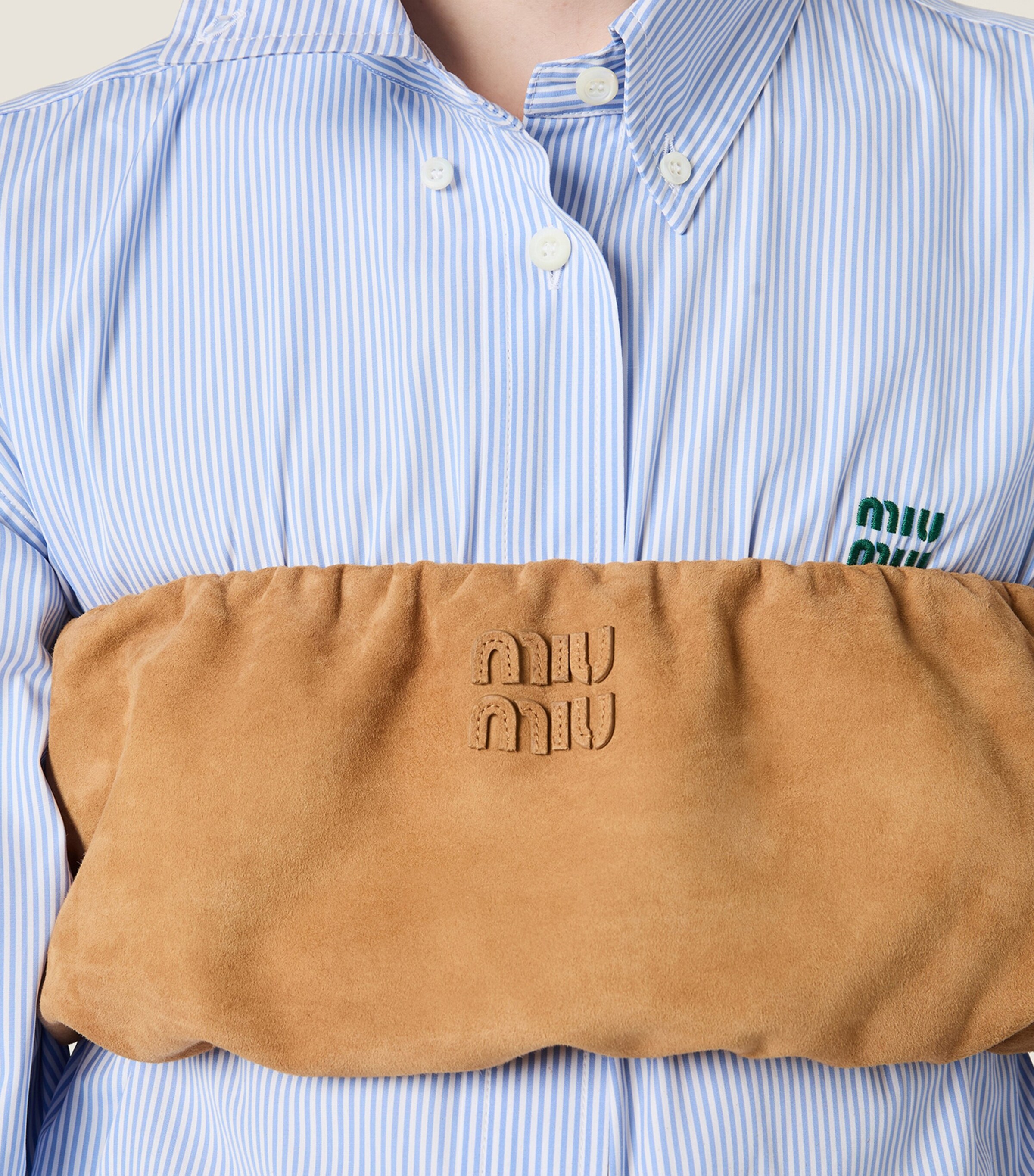 Miu Miu Womens Waxed Suede Bandeau Top Neutral Image 4