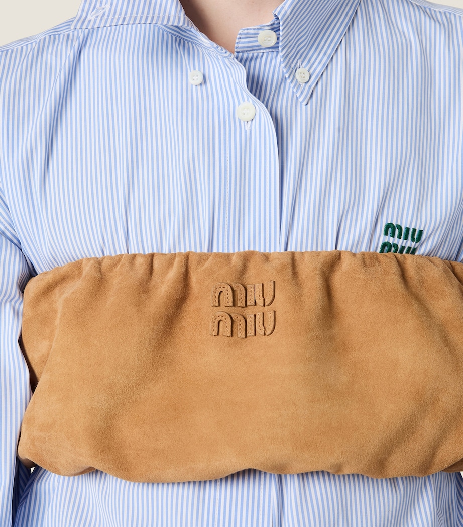 Miu Miu Womens Waxed Suede Bandeau Top Neutral Image 4