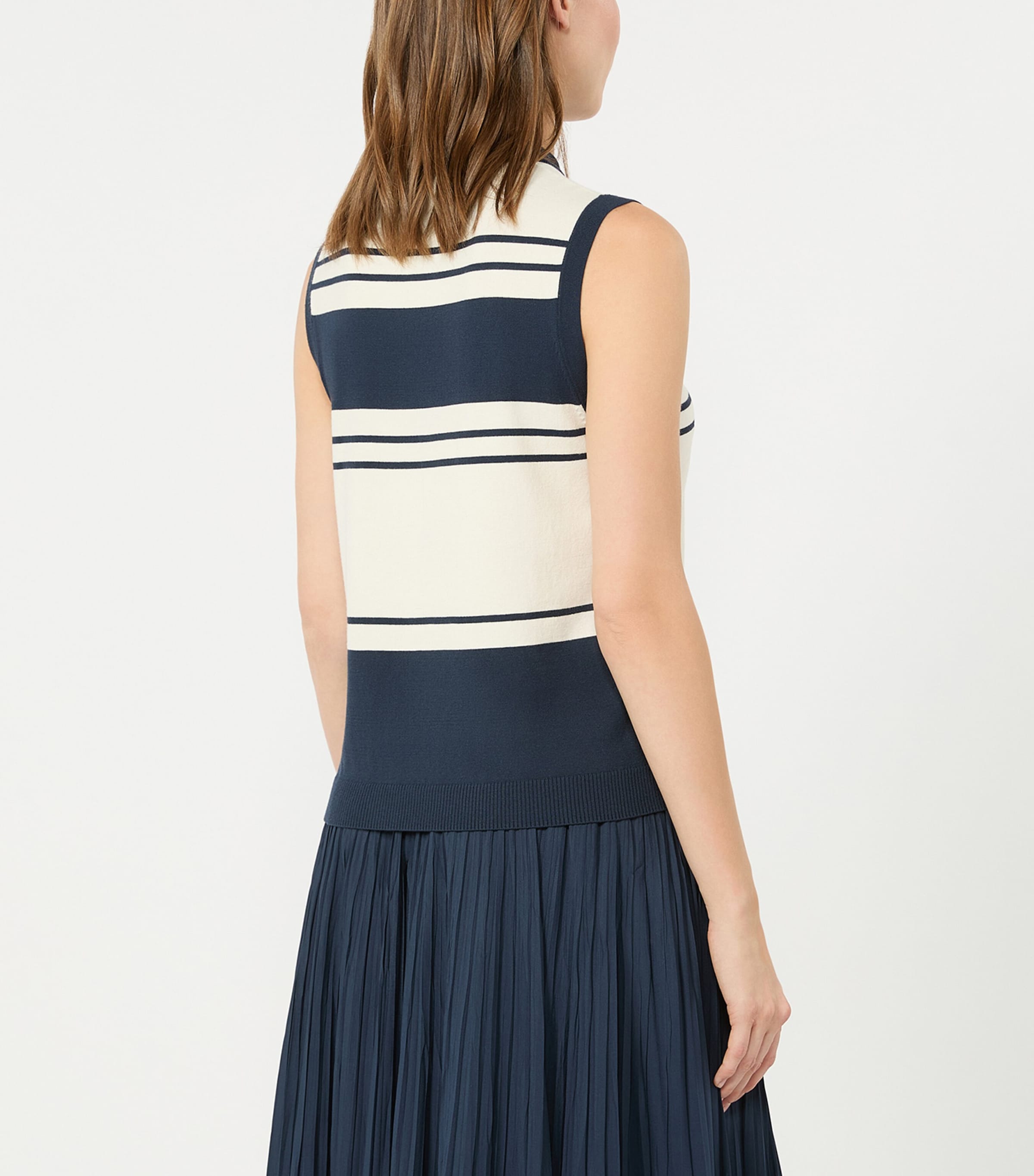 Weekend Max Mara Womens Knitted Stripe Tank Top Navy Image 3