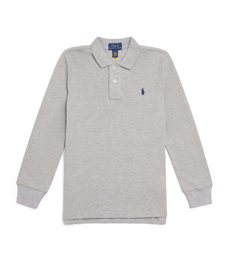 Cotton Long-Sleeve Polo Shirt (2-7 Years) GREY HTR Image 1