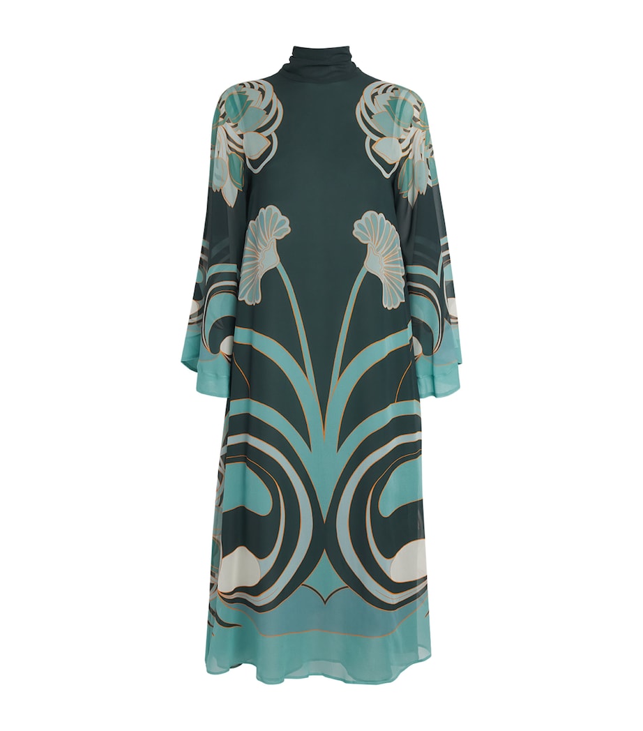 La Doublej Womens Silk Printed Magnifico Midi Dress Tulp Plac Image 1