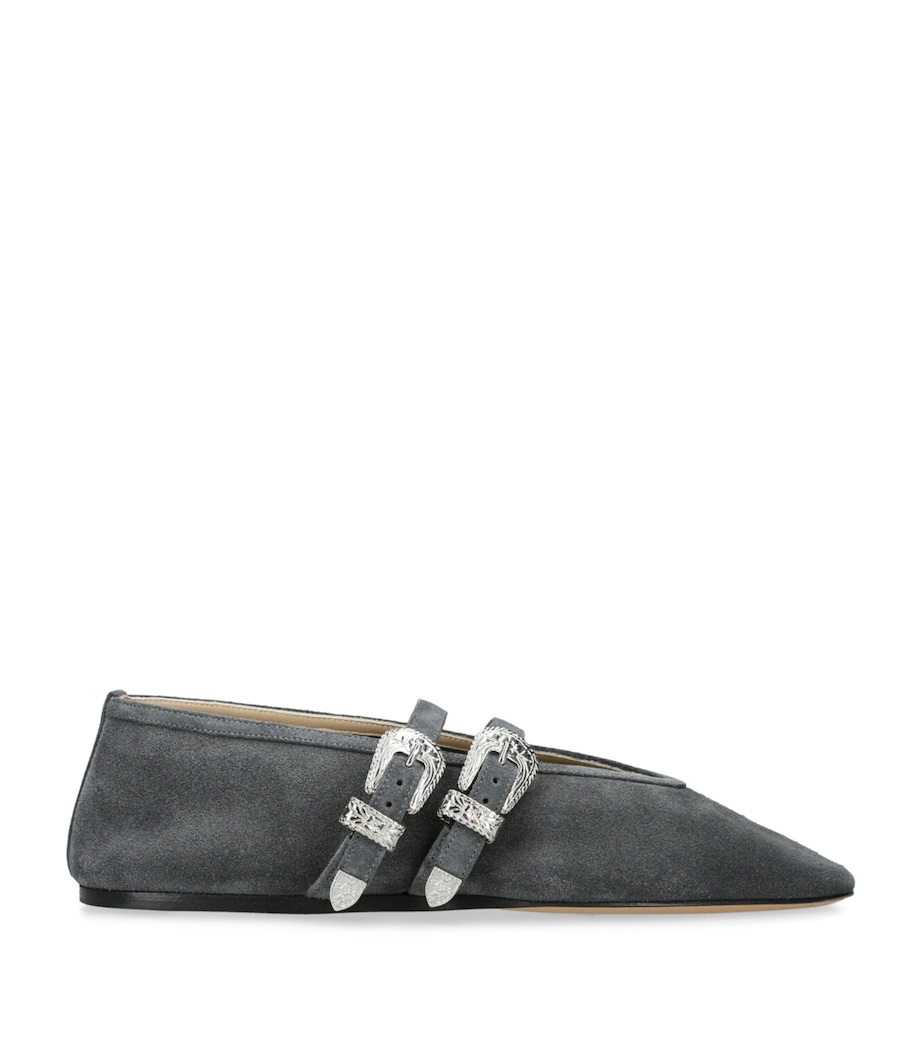 Suede Buckled Claudia Ballet Flats GREY/DARK Image 1