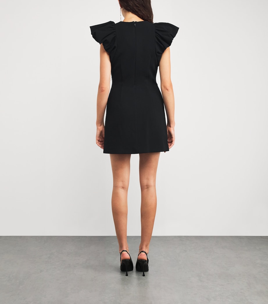 Crepe Feather-Trim Starlight Mini Dress BLACK Image 3