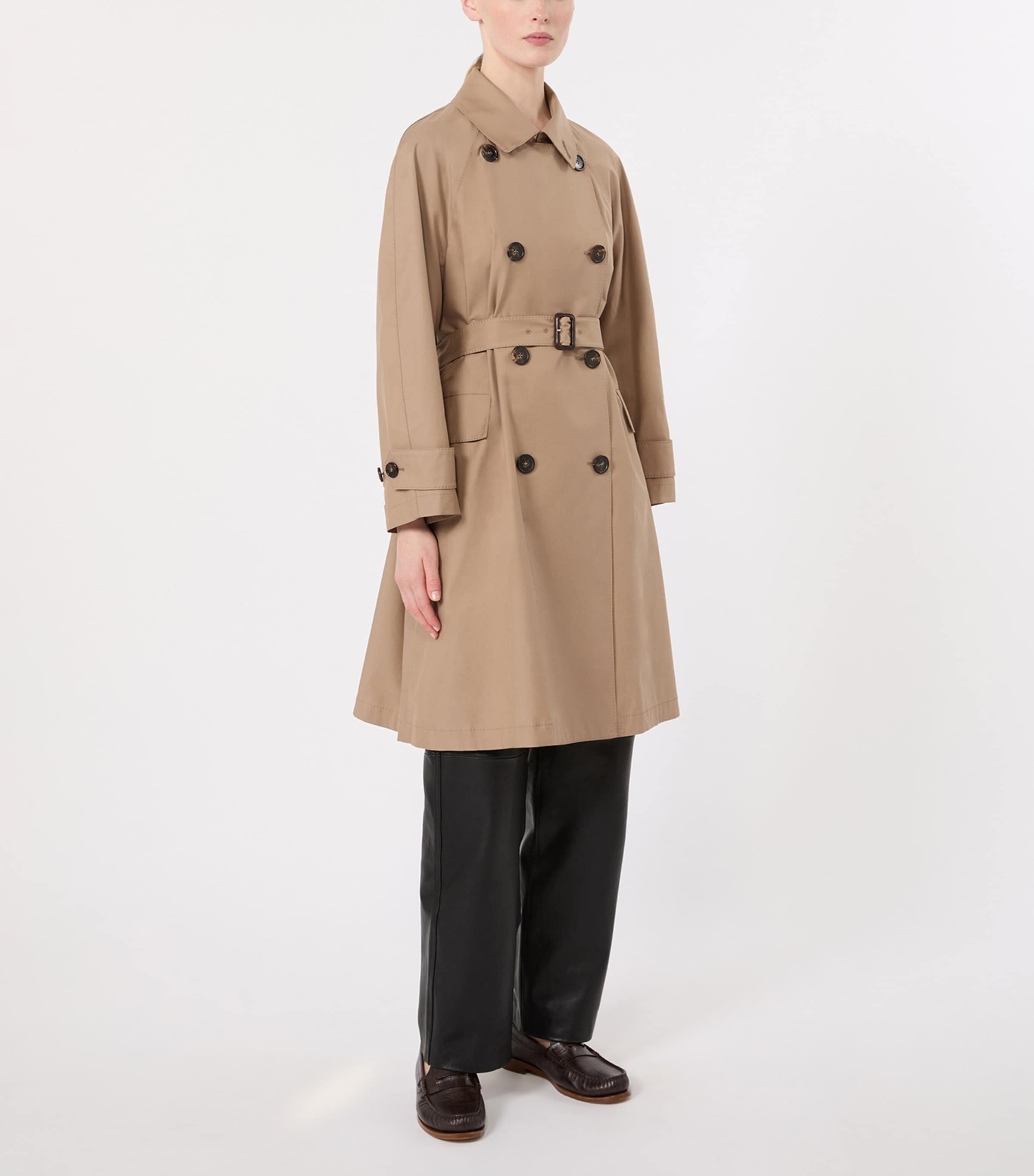 Max Mara Womens Water-Repellent  Short Trench Coat Camel Image 3