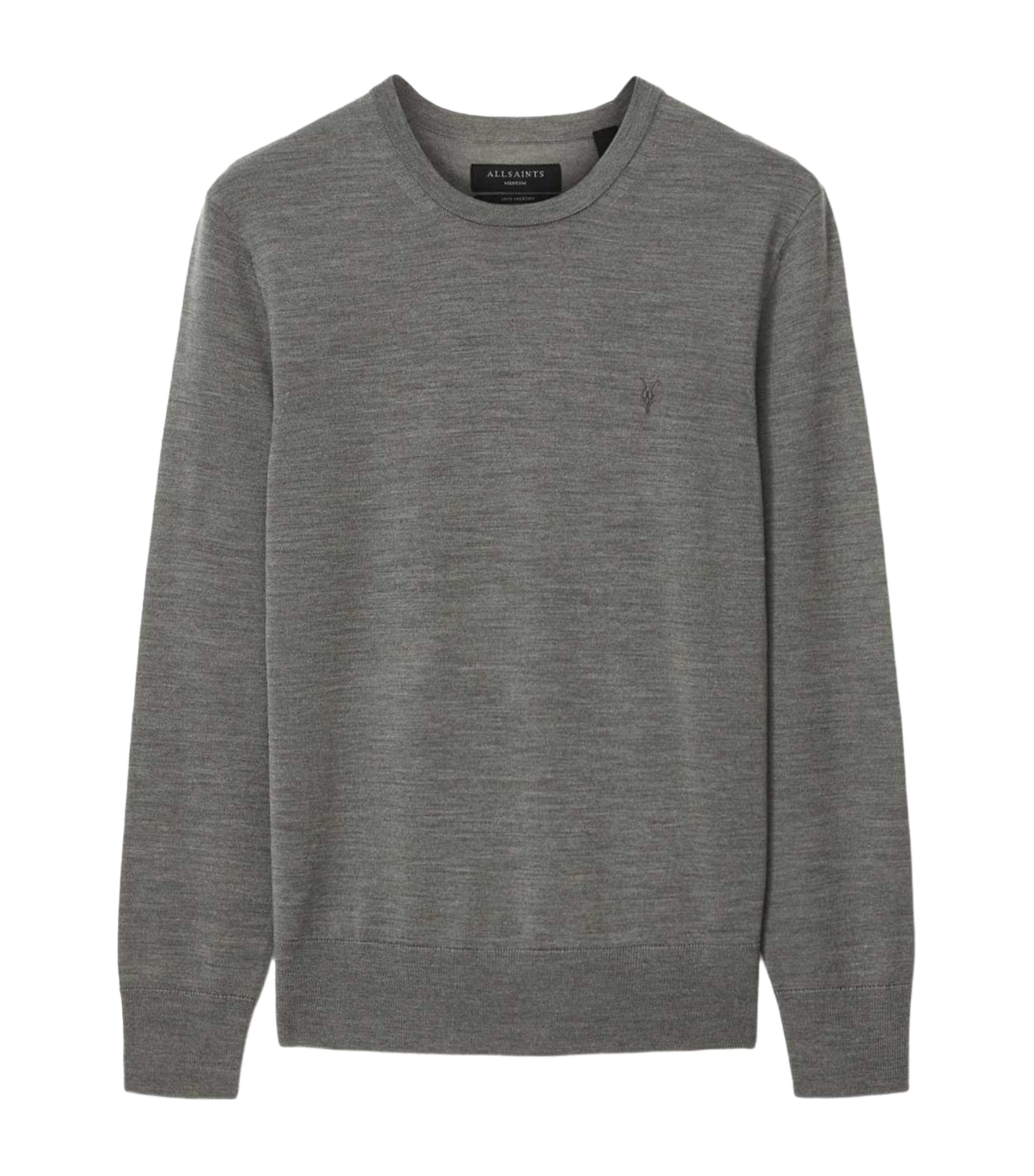 AllSaints Mens Merino Wool Slim Mode Sweater Maple Green Image 1