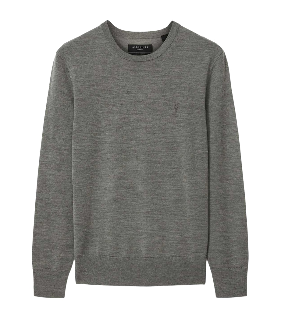 AllSaints Mens Merino Wool Slim Mode Sweater Maple Green Image 1