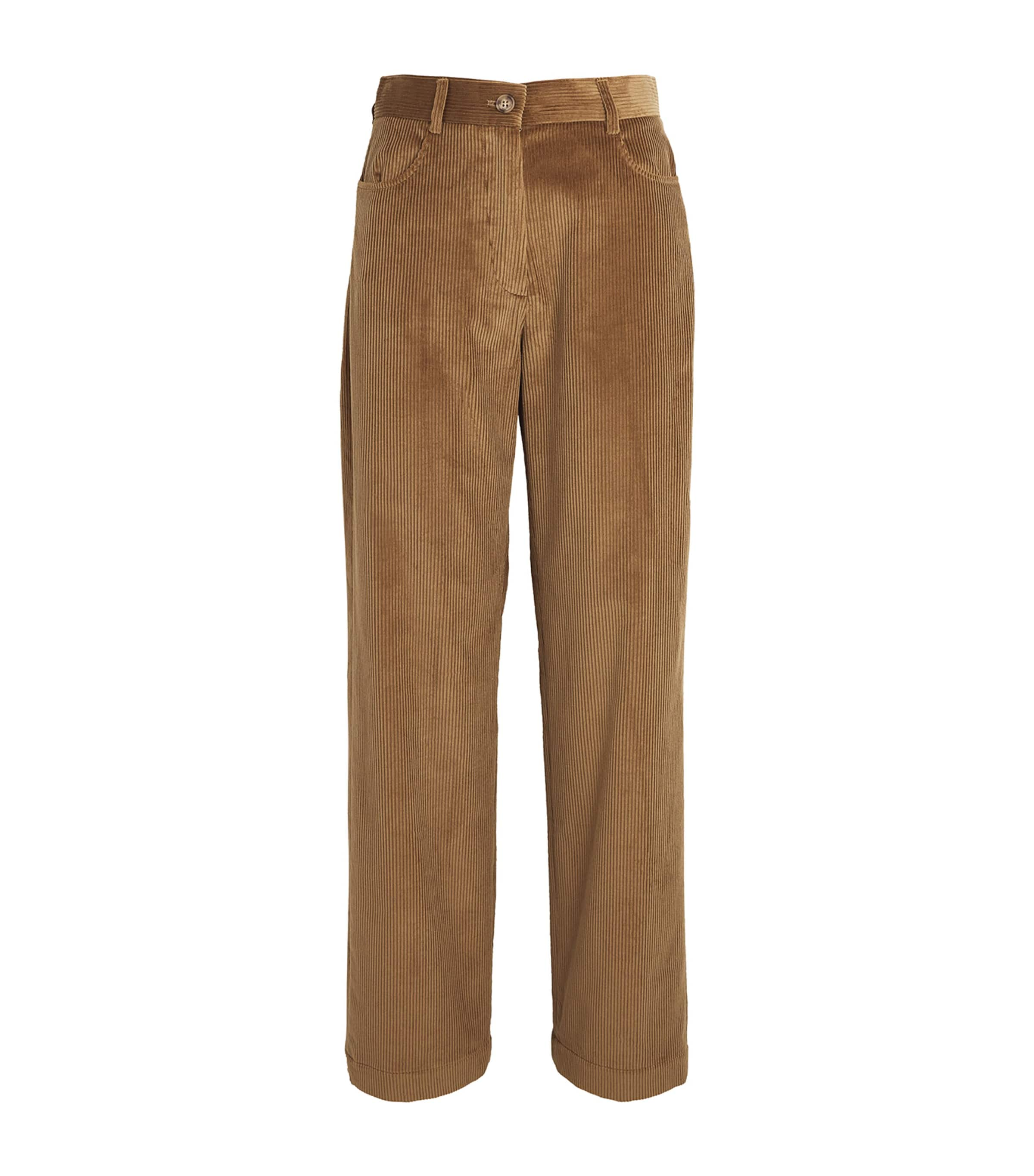 House Of Dagmar Organic Cotton Corduroy Straight Trousers In Brown