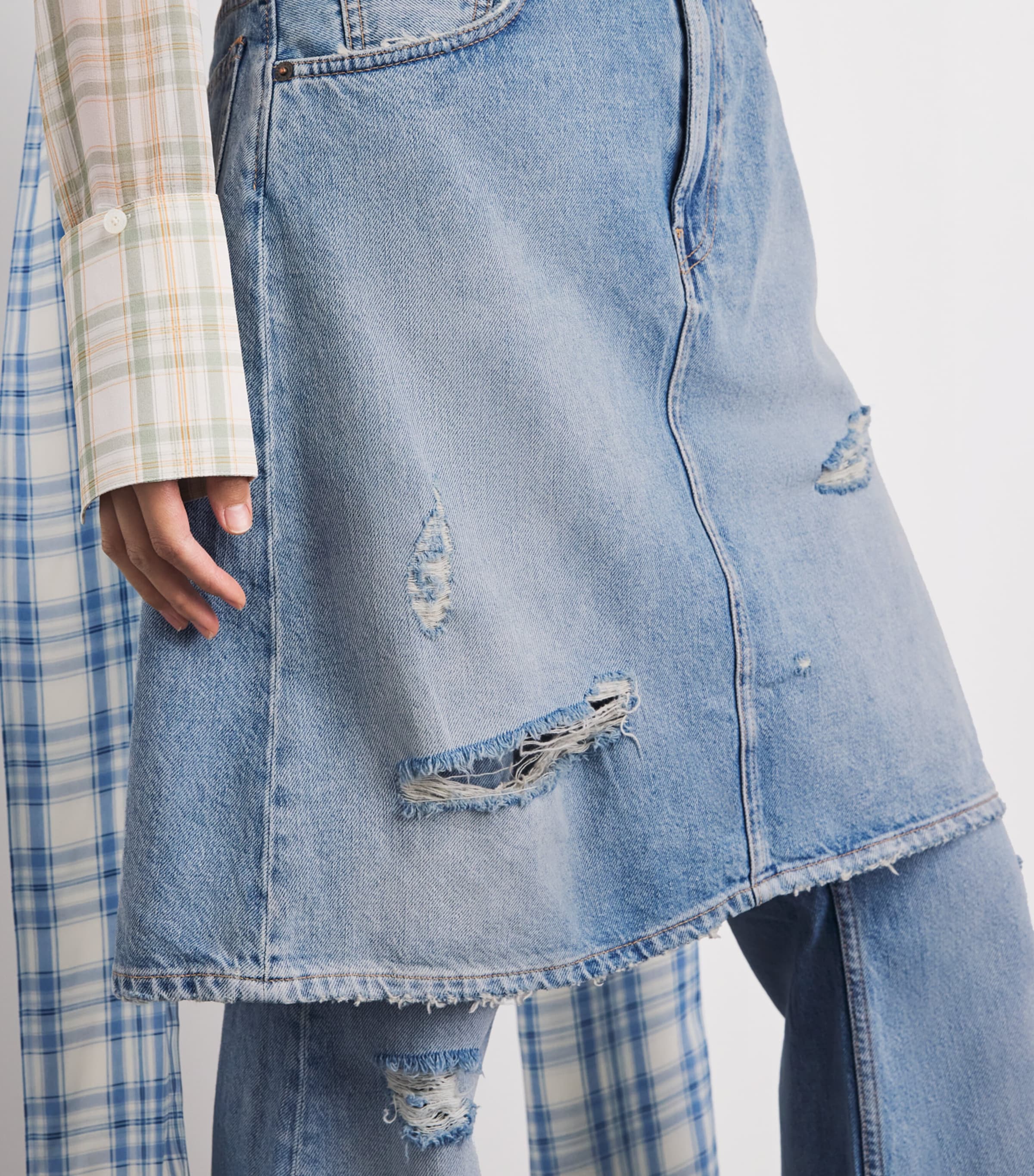 Acne Studios Womens Layered Wide-Leg Mid-Rise Jeans Light Blue Image 3