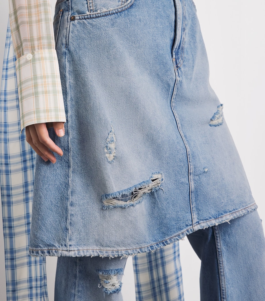 Acne Studios Womens Layered Wide-Leg Mid-Rise Jeans Light Blue Image 3