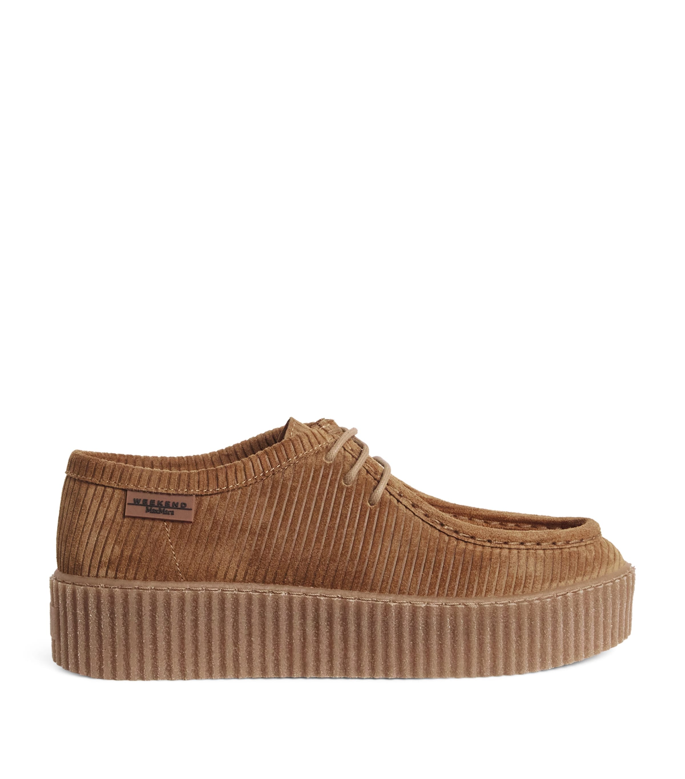 Weekend Max Mara Suede Ribbed Derby Shoes In Beige