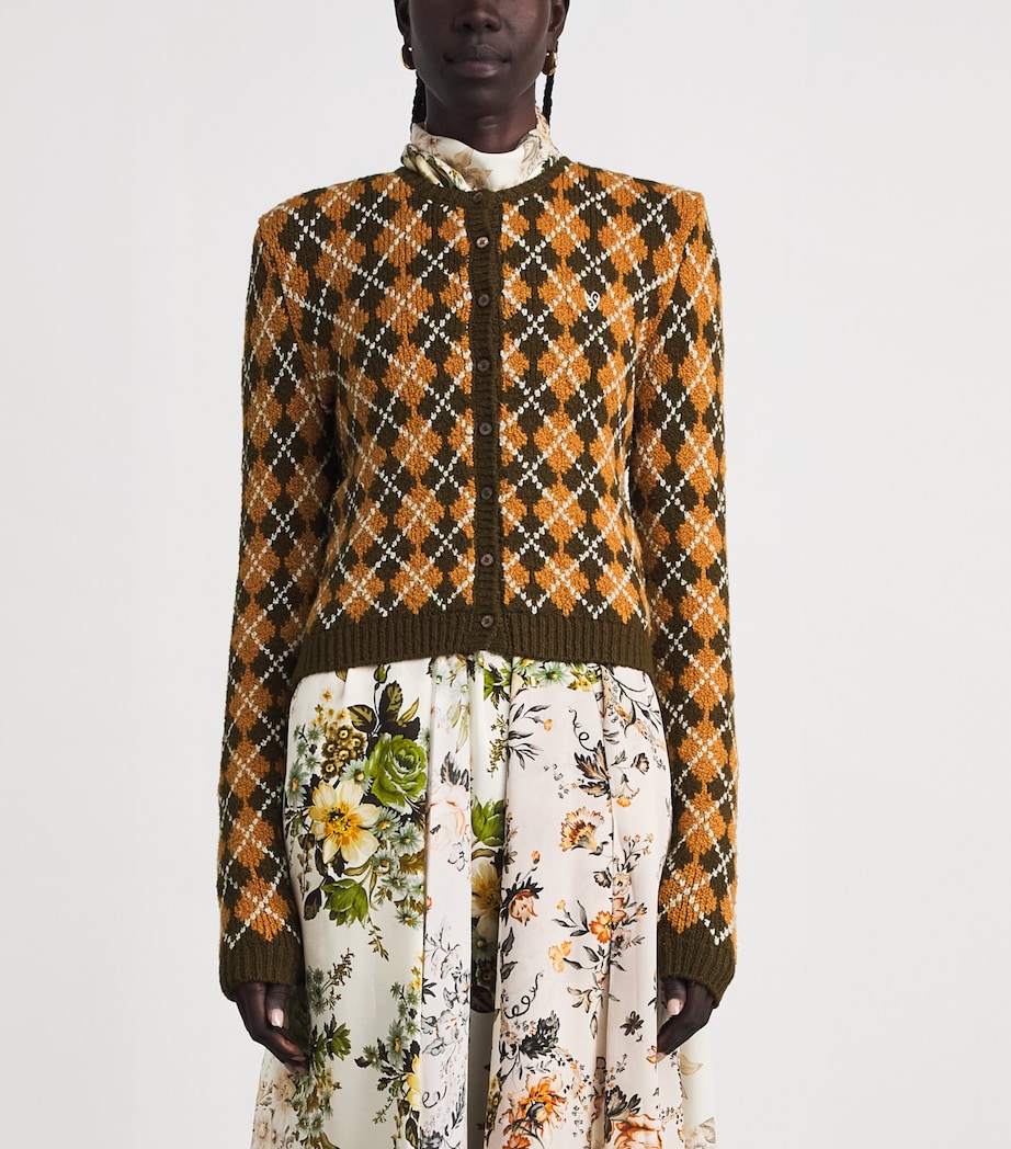 Acne Studios Womens Organic Cotton-Blend Argyle Cardigan Brown/orange Image 4