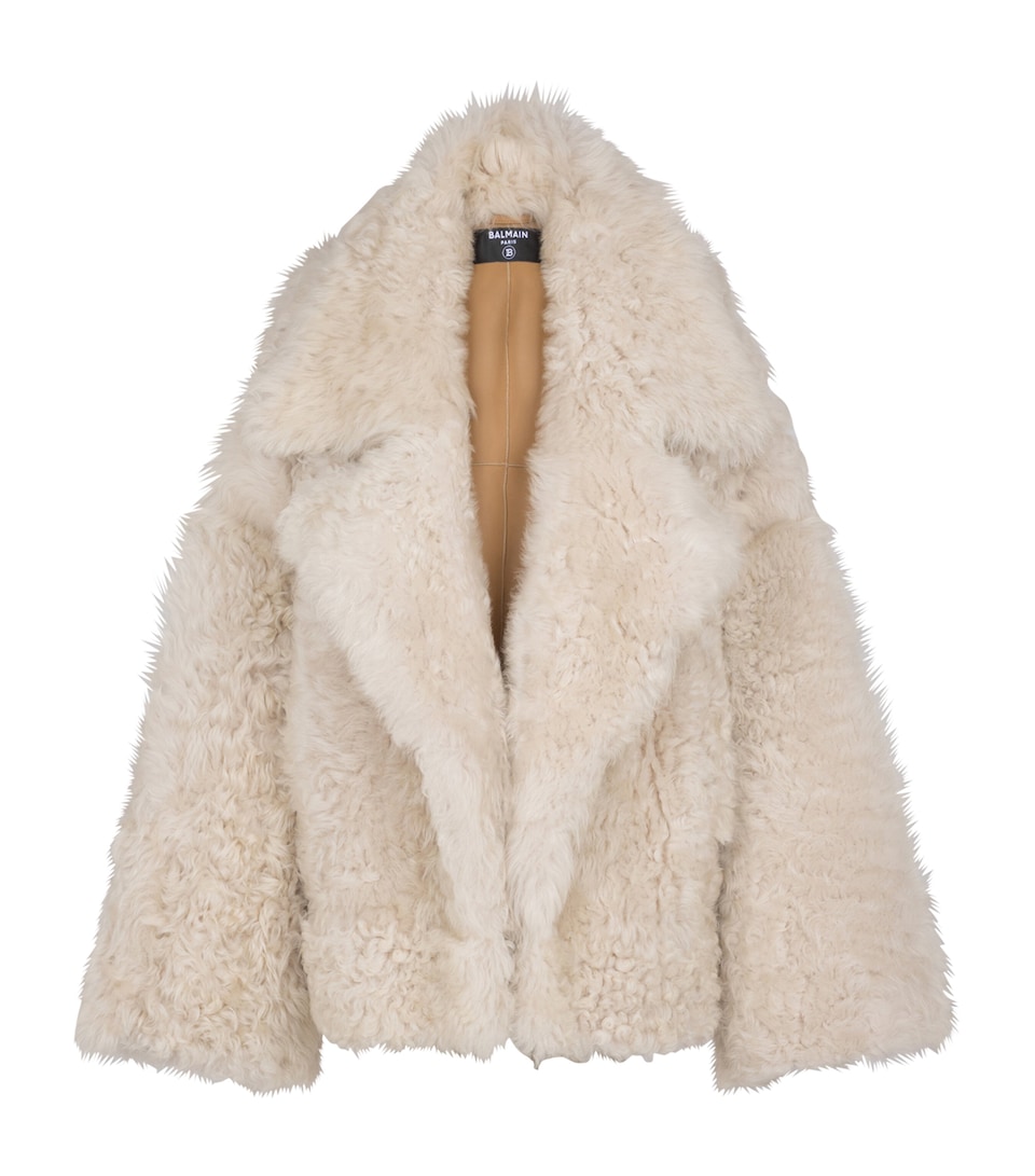 Balmain Shearling Coat Naturel