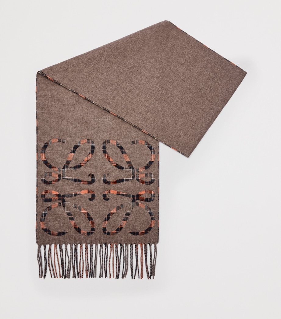Silk-Cashmere Anagram Check Scarf BROWN MULTICOLOR Image 2